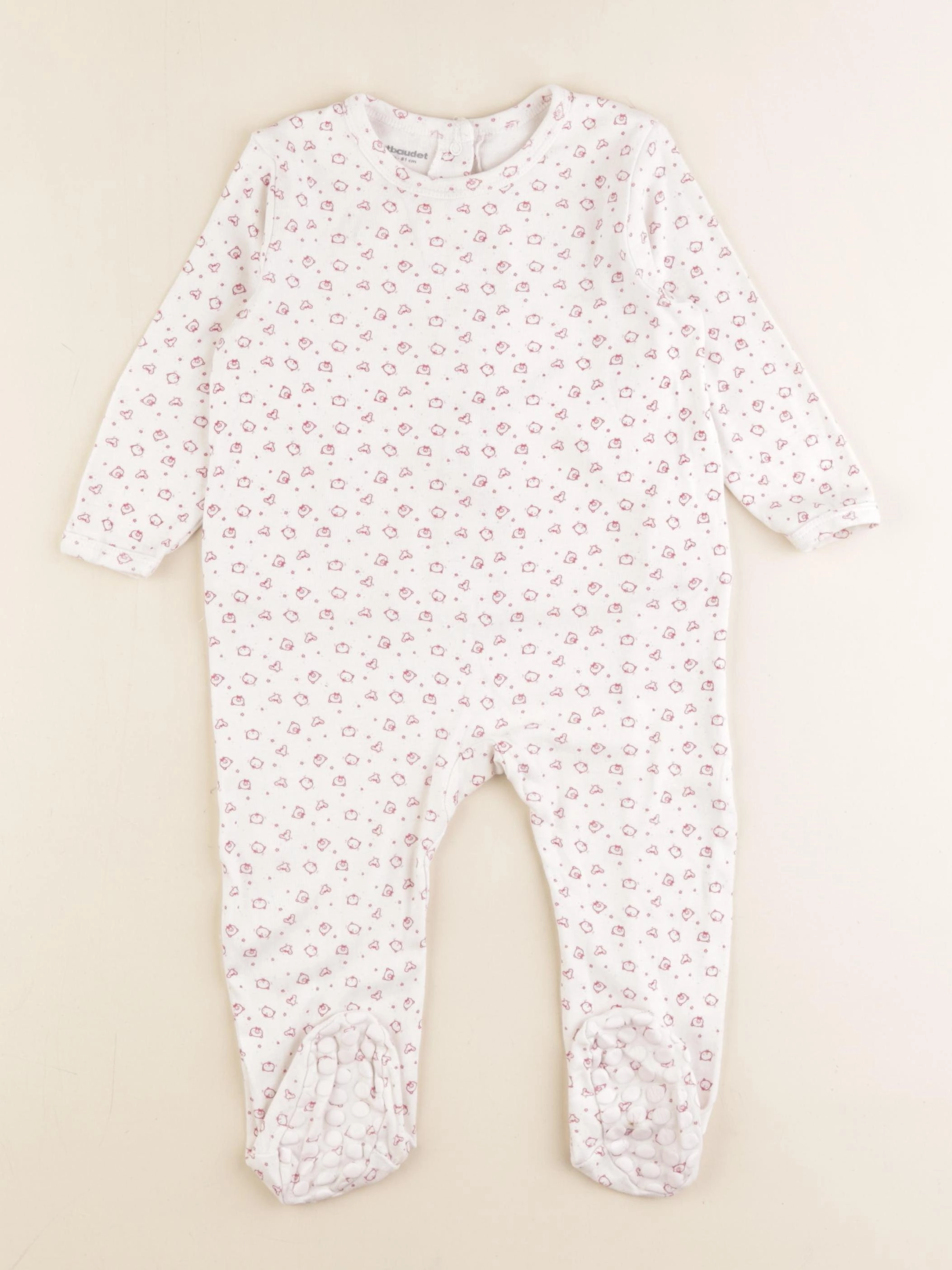 Vertbaudet - pyjama coton rose, blanc - 18 mois
