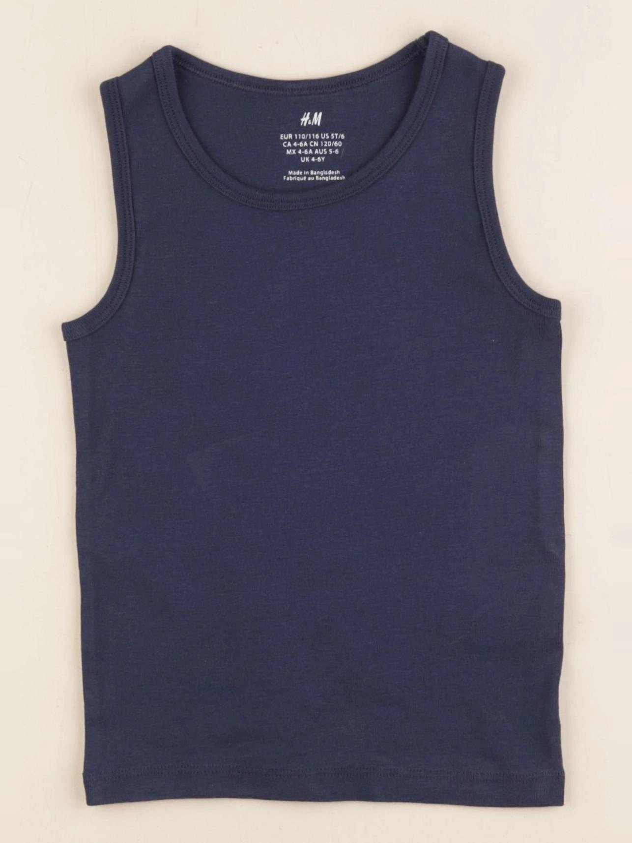 H&M - maillot de corps bleu - 4/6 ans