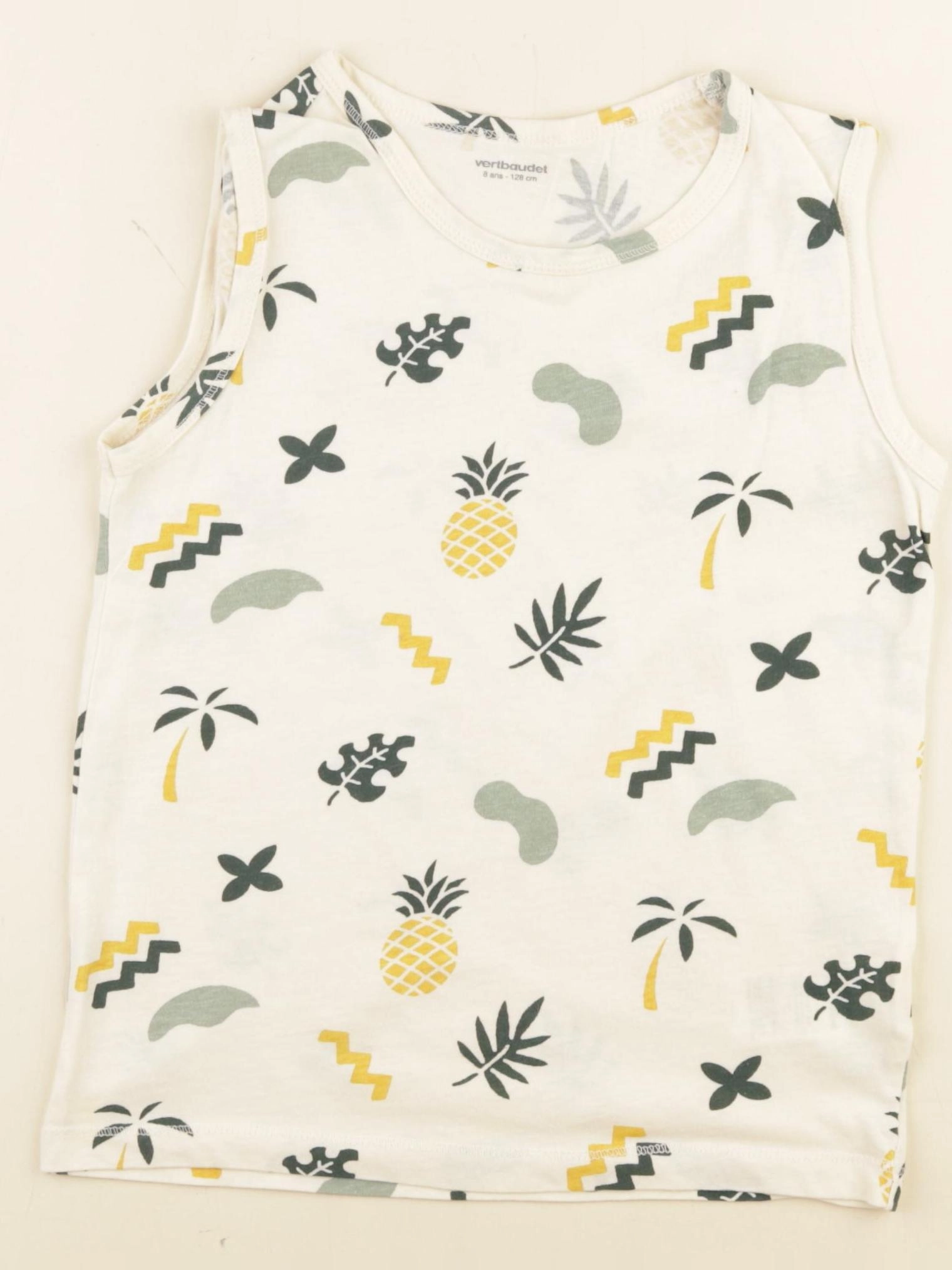 Vertbaudet - débardeur beige, vert - 8 ans