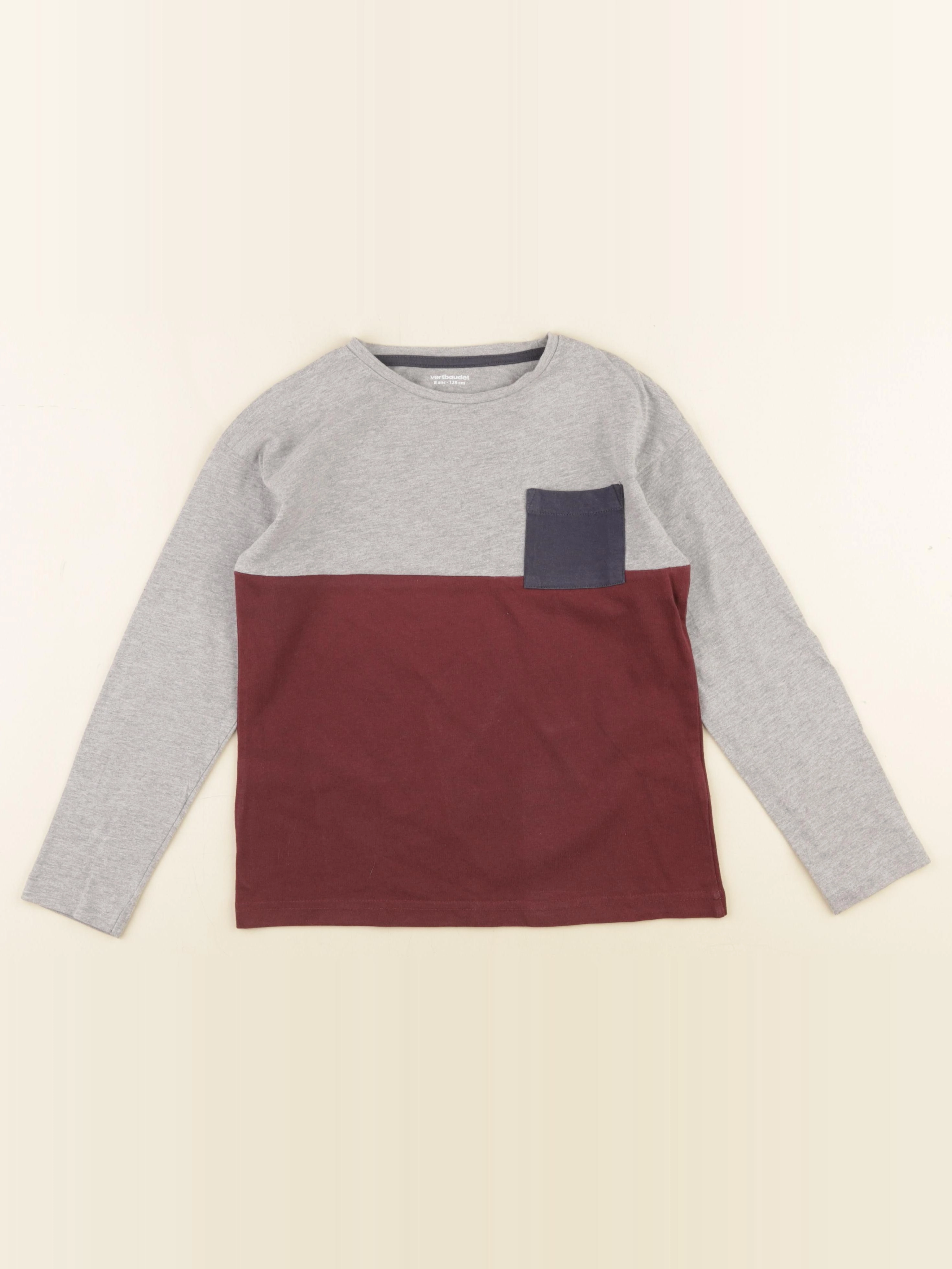 Vertbaudet - tee-shirt gris, rouge - 8 ans