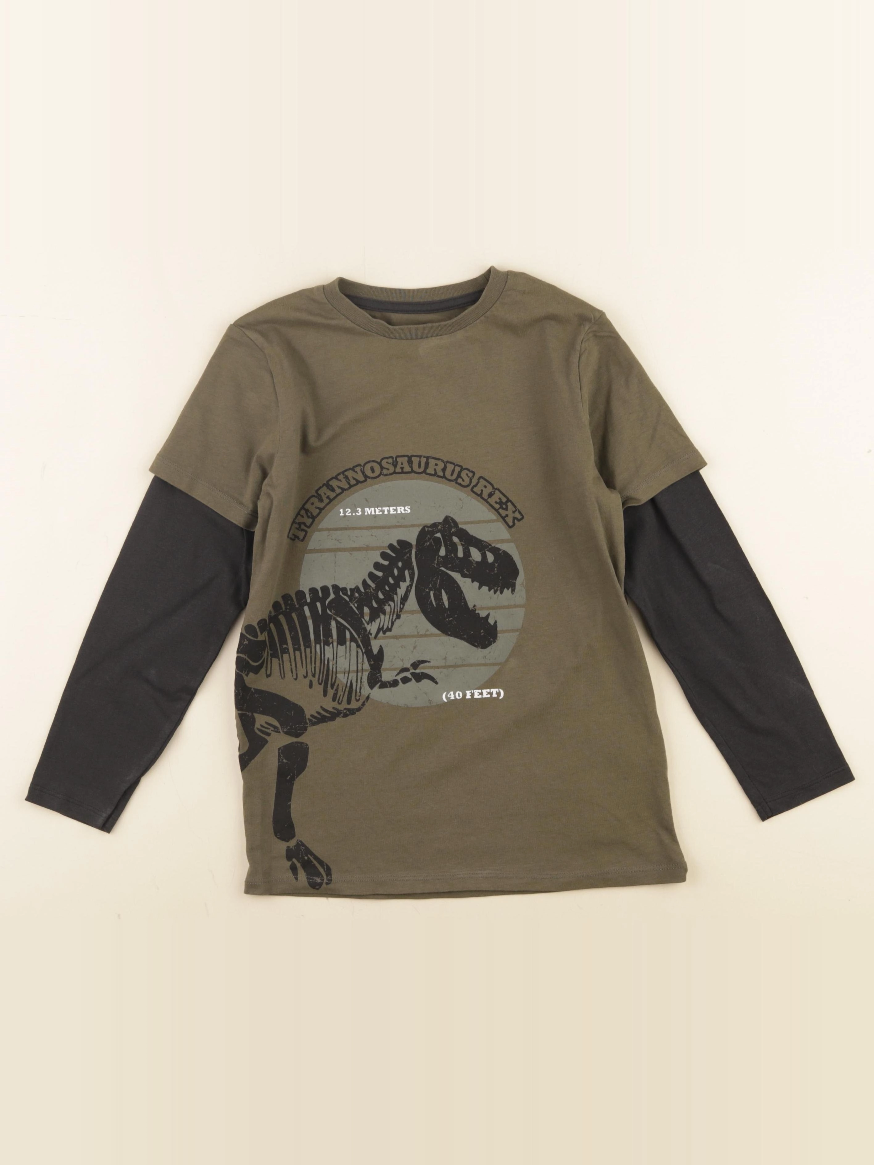 Vertbaudet - tee-shirt vert, noir - 8 ans