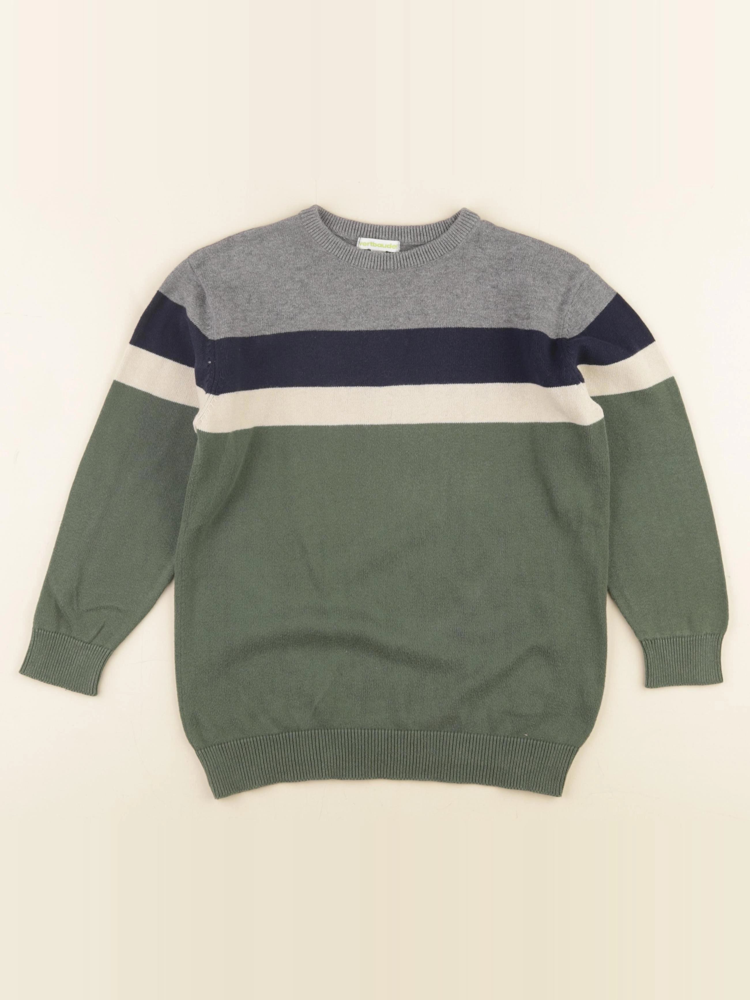Vertbaudet - pull gris, vert - 8 ans
