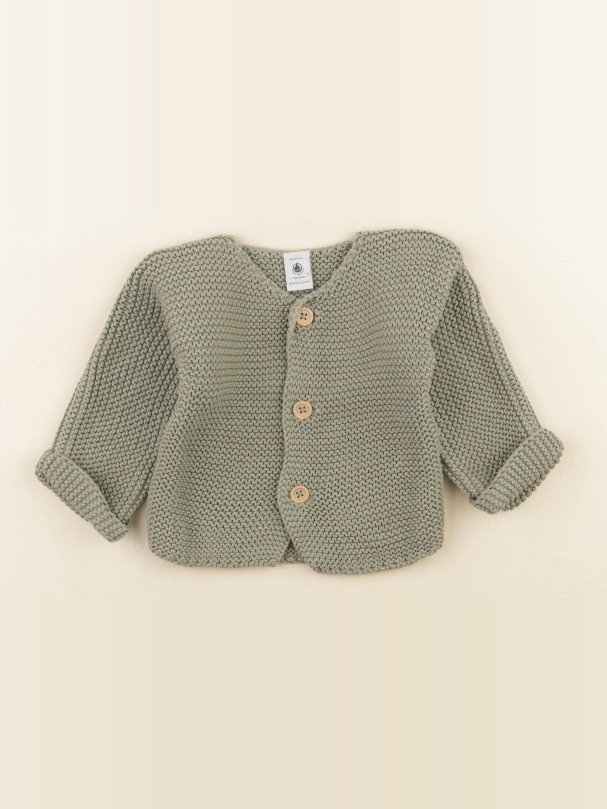Petit Bateau - gilet vert - 12 mois
