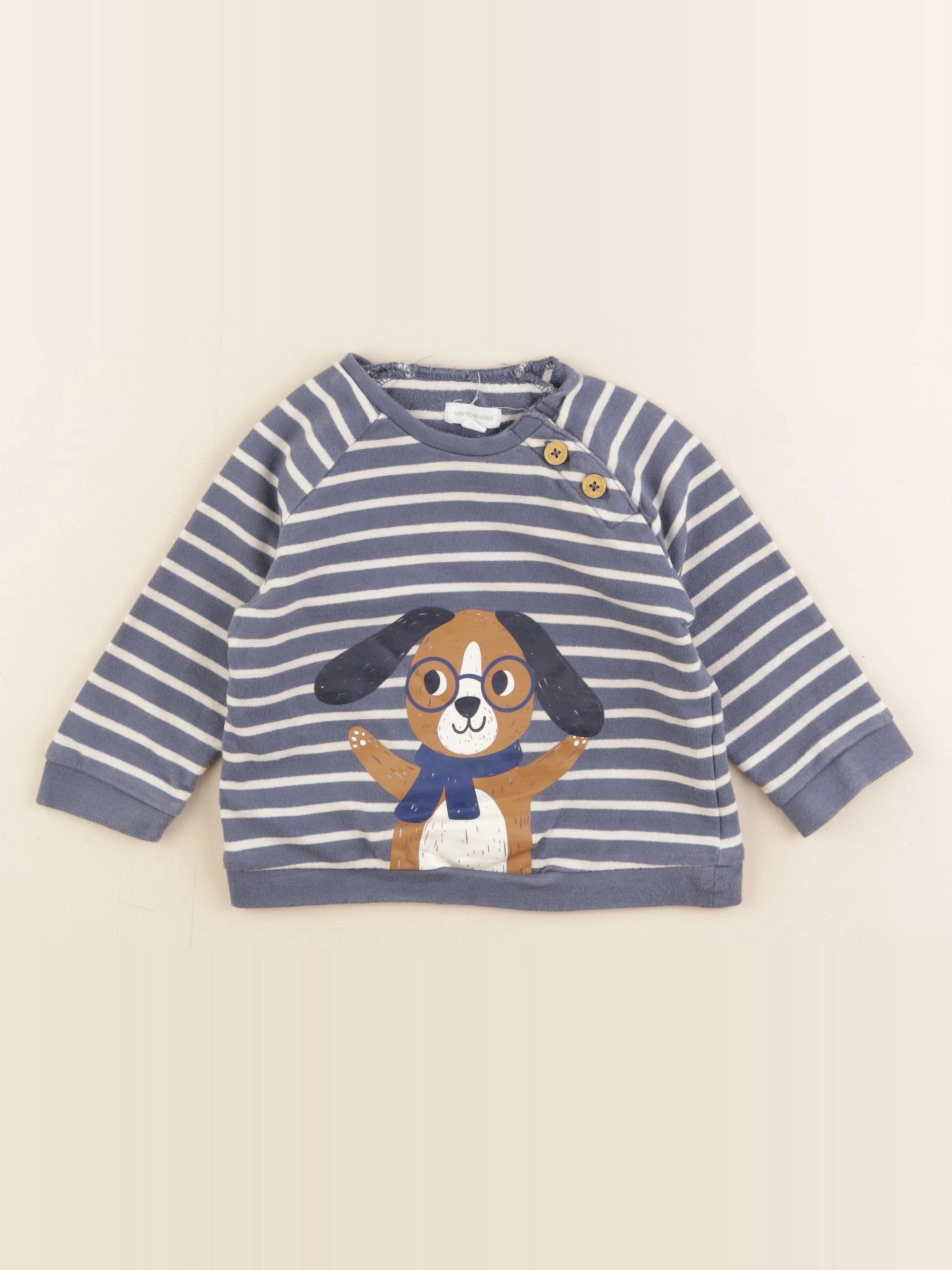 Vertbaudet - sweat bleu - 12 mois