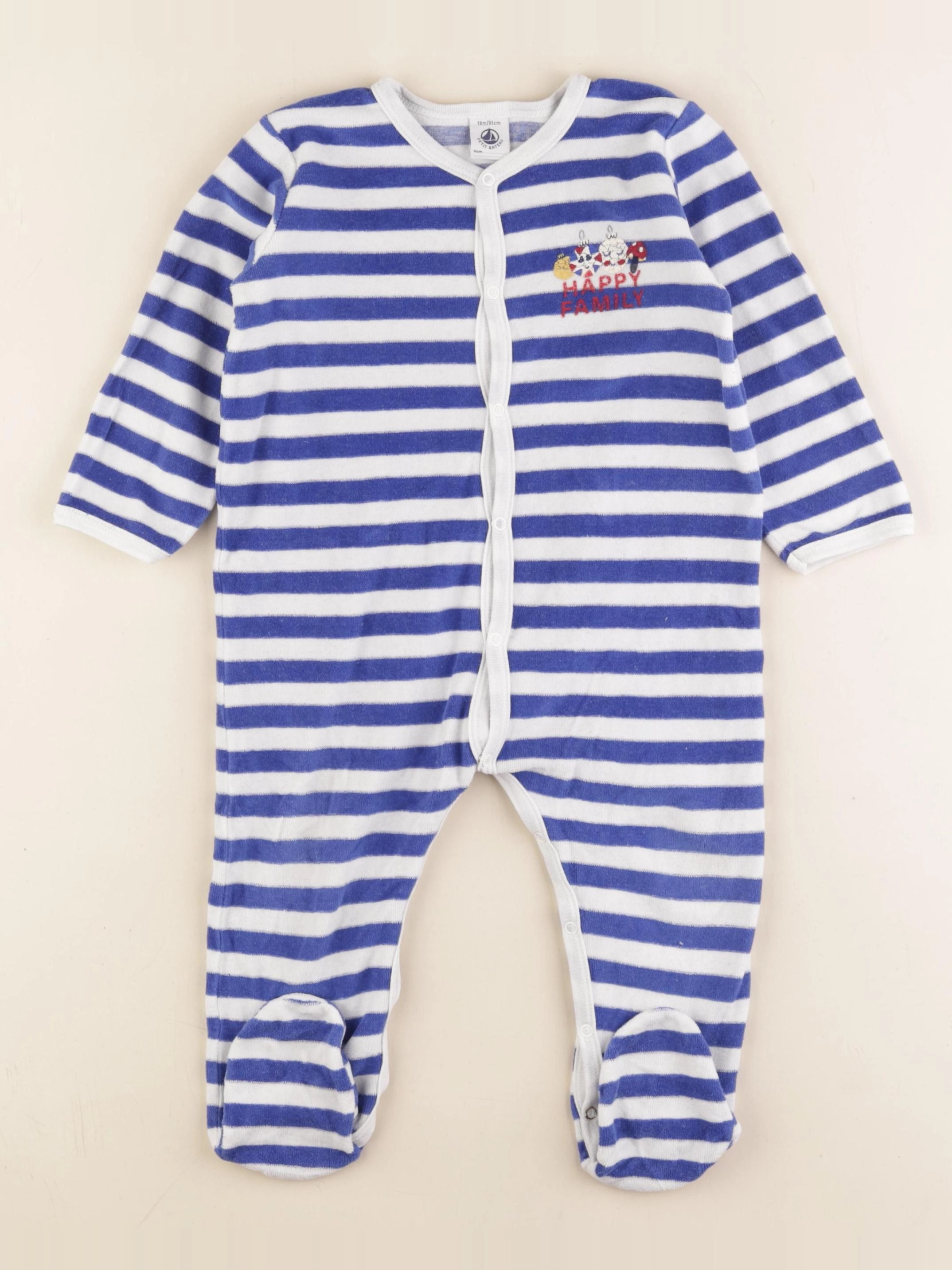 Petit Bateau - pyjama velours bleu - 18 mois