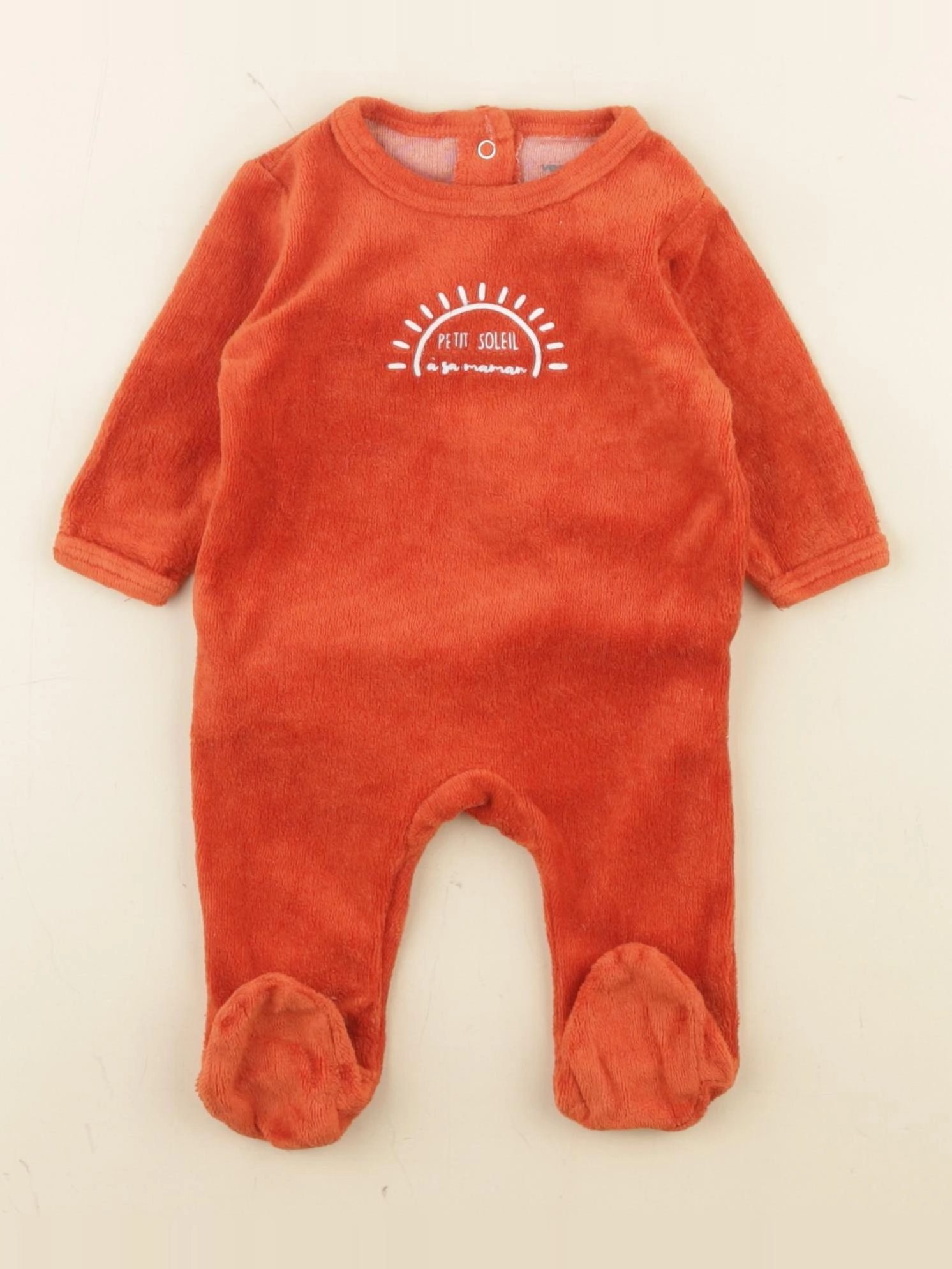 Vertbaudet - pyjama velours orange - 1 mois
