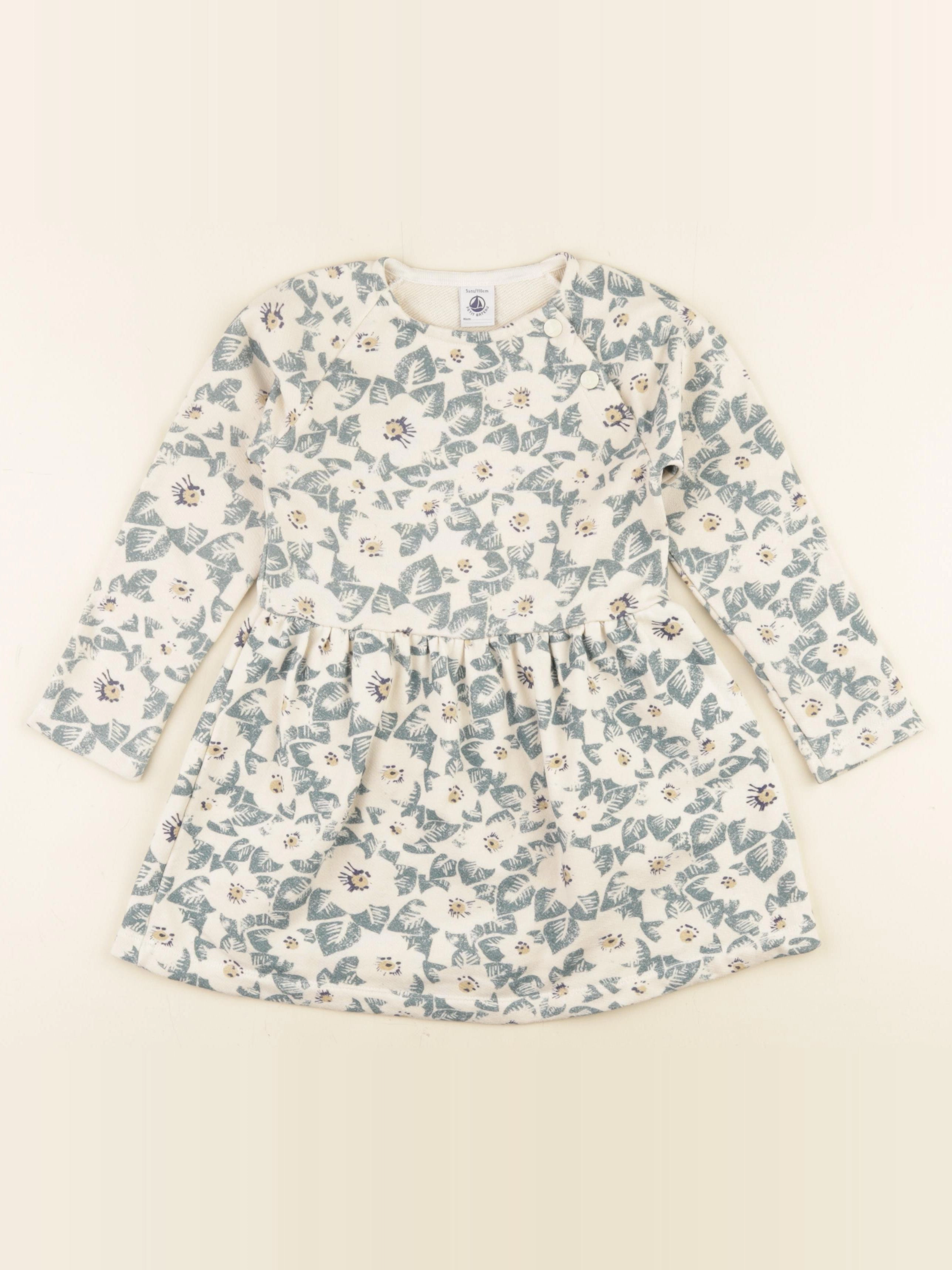 Petit Bateau - robe beige, bleu - 5 ans
