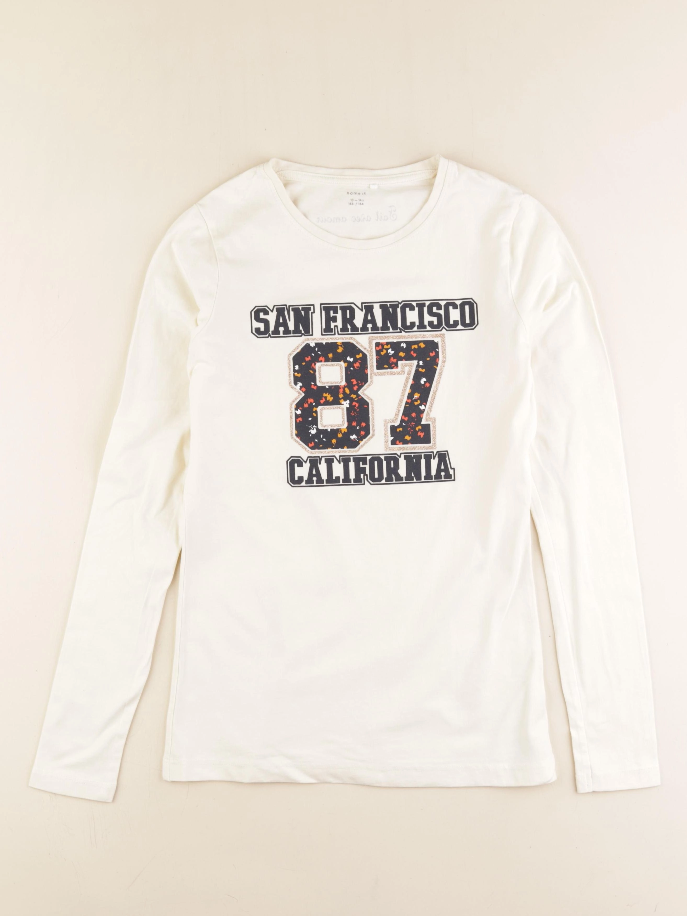 Name it - tee-shirt imprimé au dos beige, or - 13/14 ans