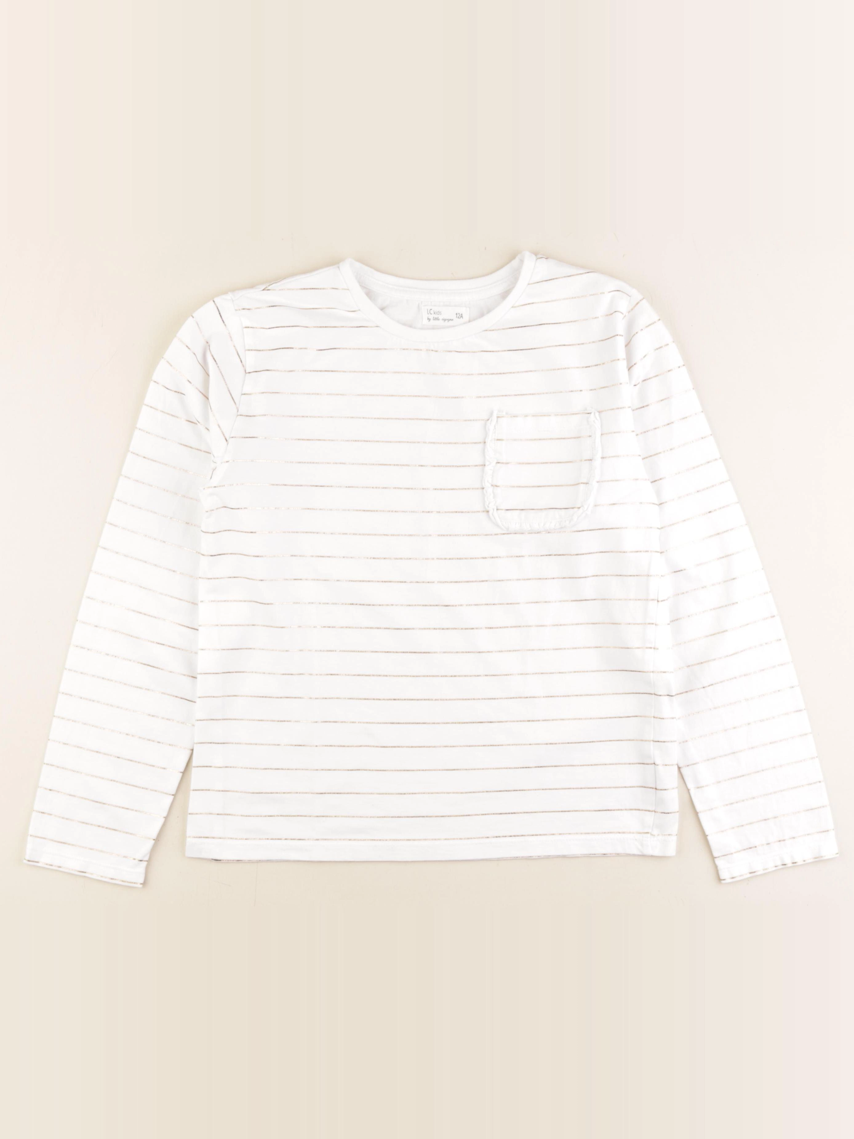 Little Cigogne - tee-shirt blanc, or - 12 ans