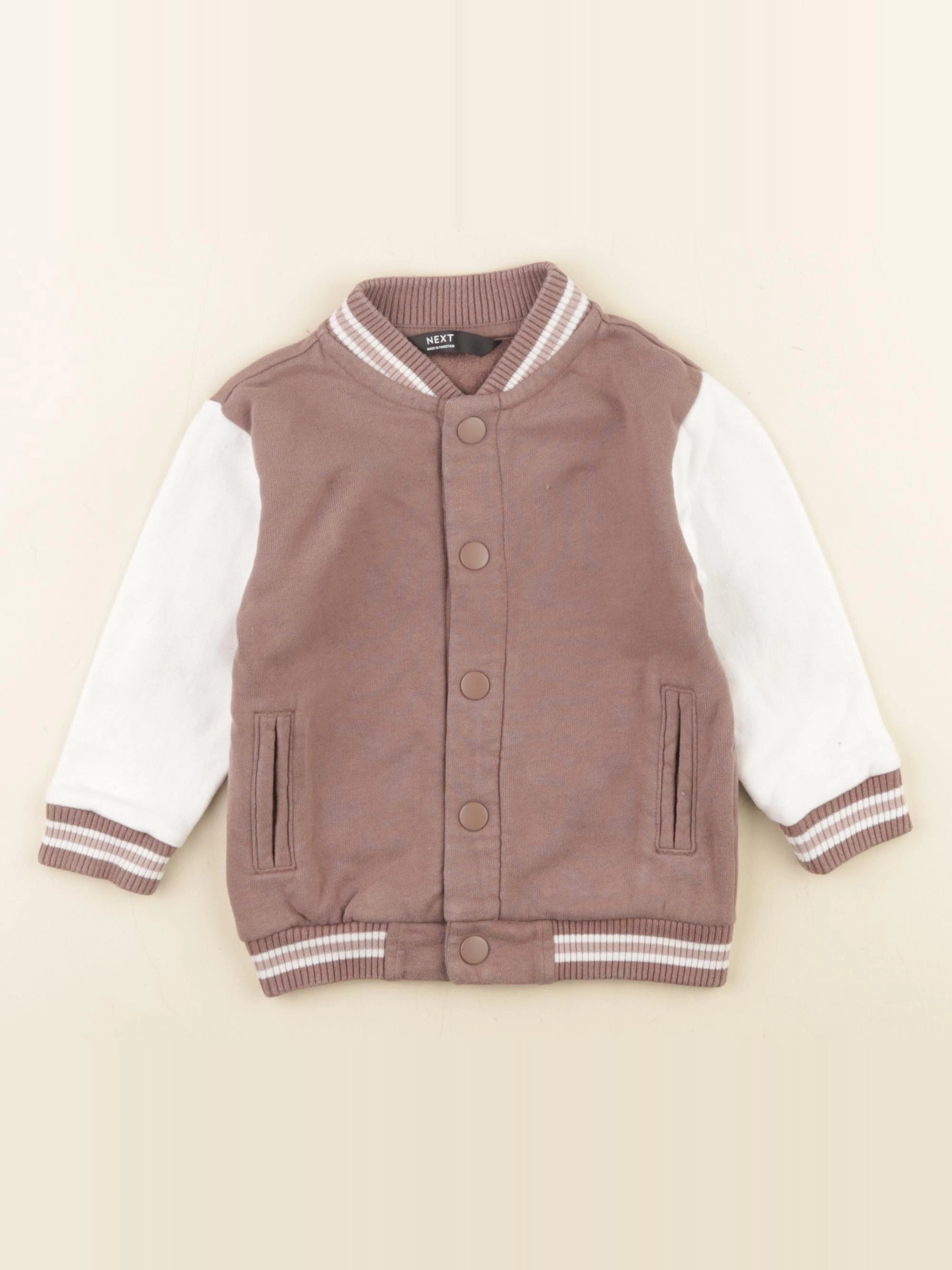 Next - sweat marron, blanc - 12/18 mois