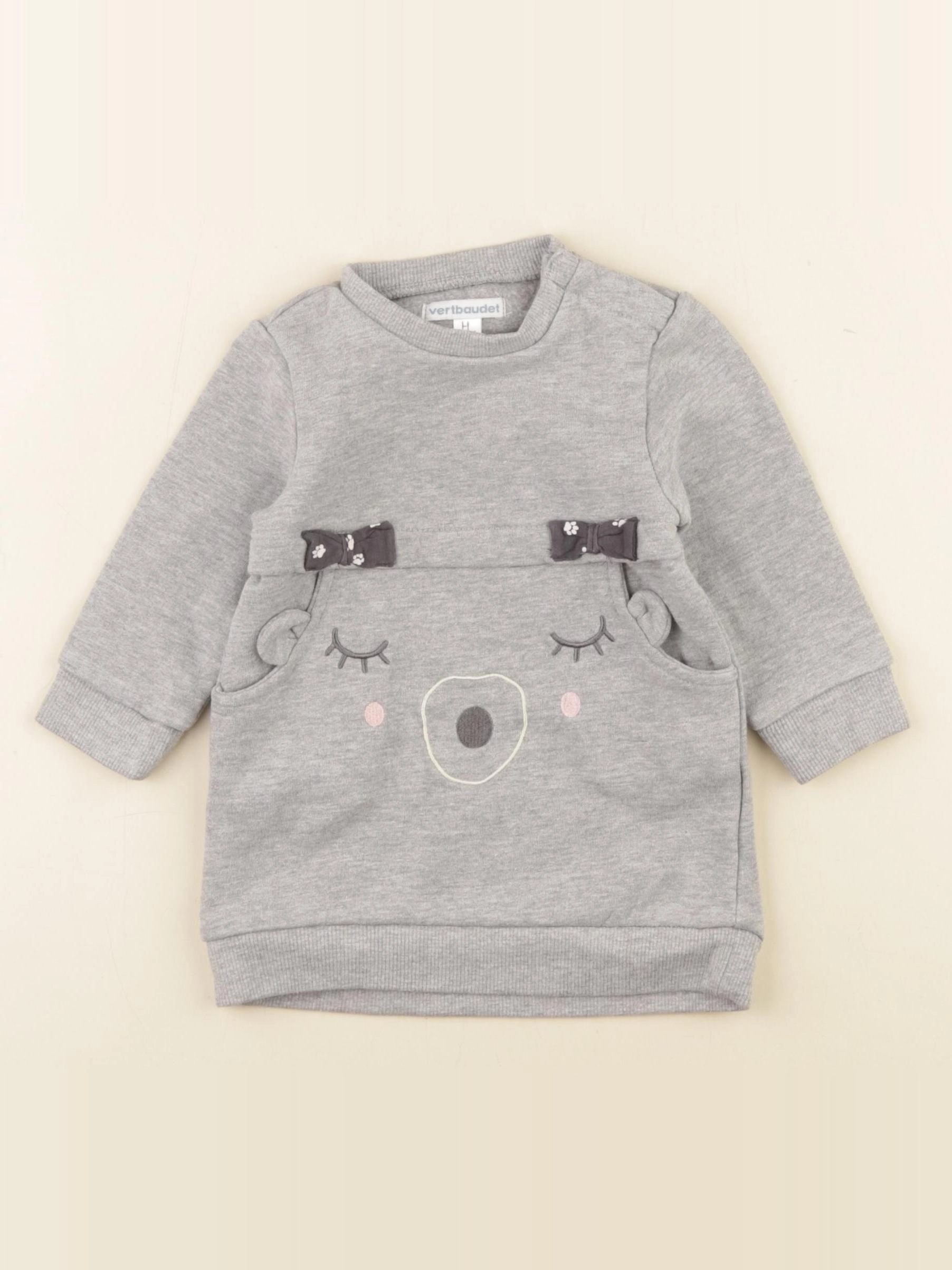 Vertbaudet - robe gris - 9 mois