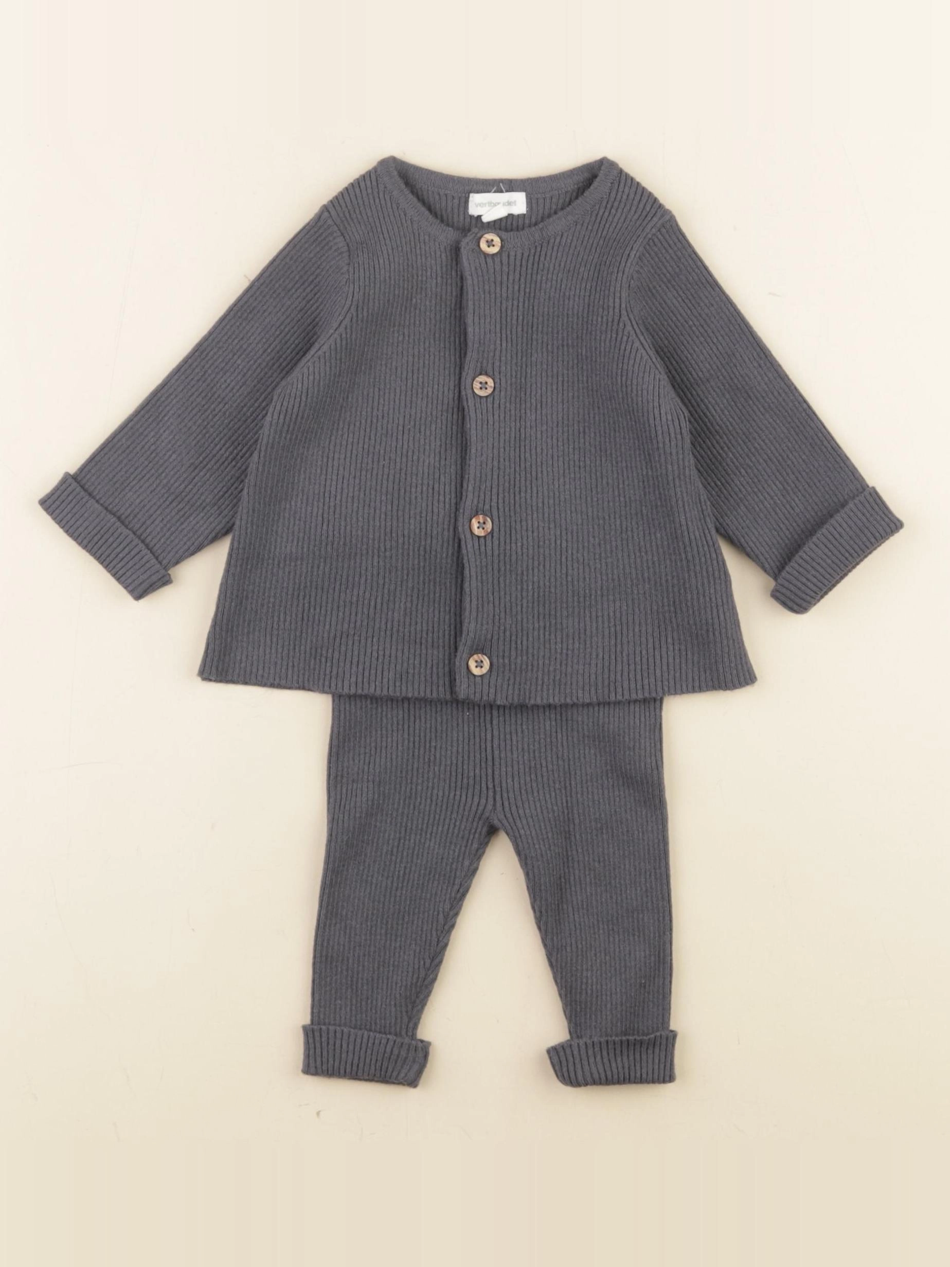 Vertbaudet - ensemble gris - 3 mois