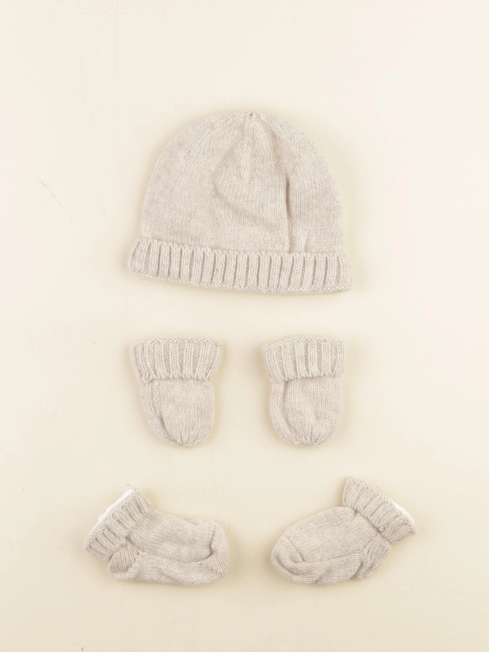 Vertbaudet - ensemble bonnet/moufles/chaussons - 0/1 mois