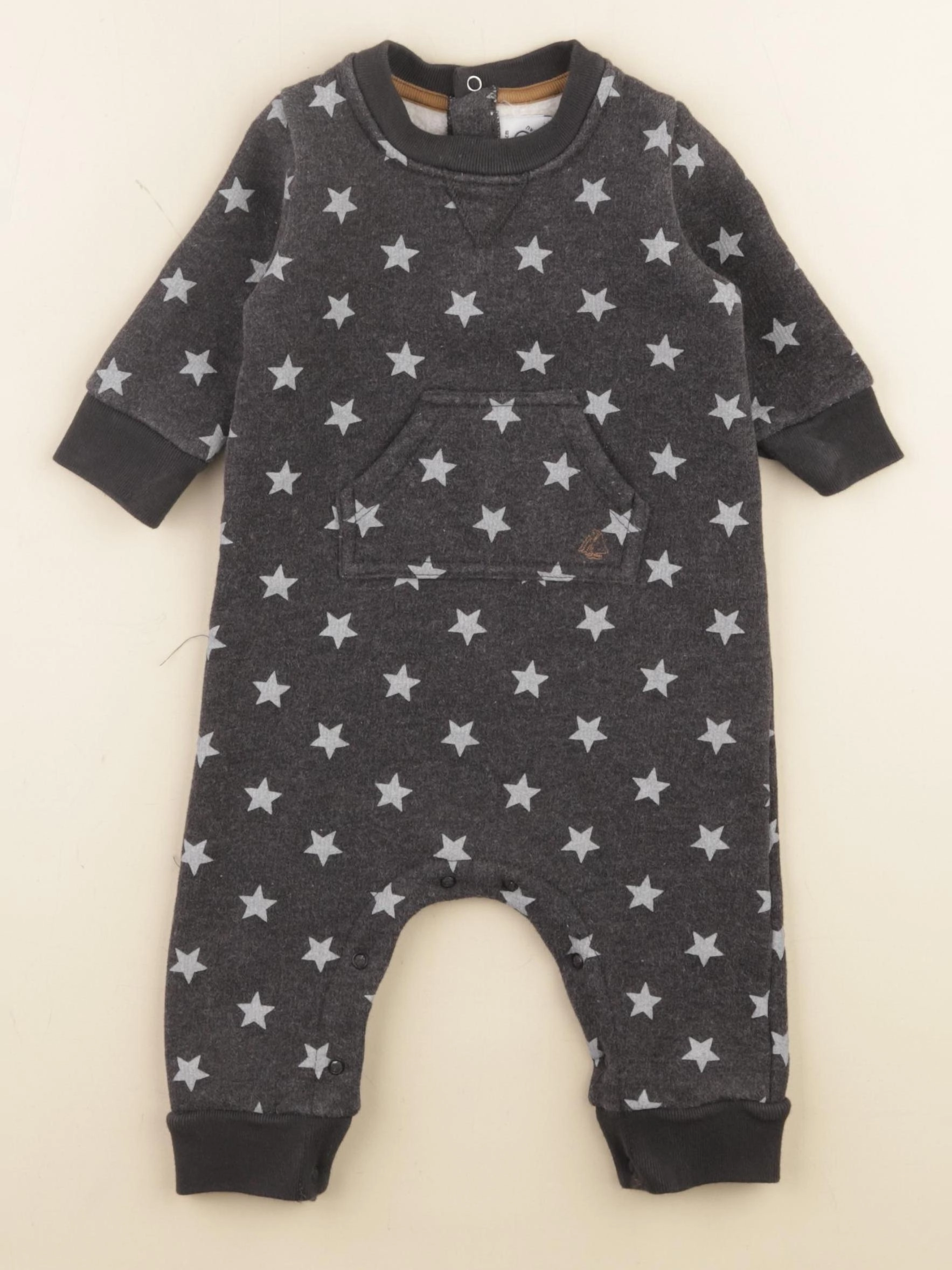 Petit Bateau - combinaison doublé gris - 6 mois