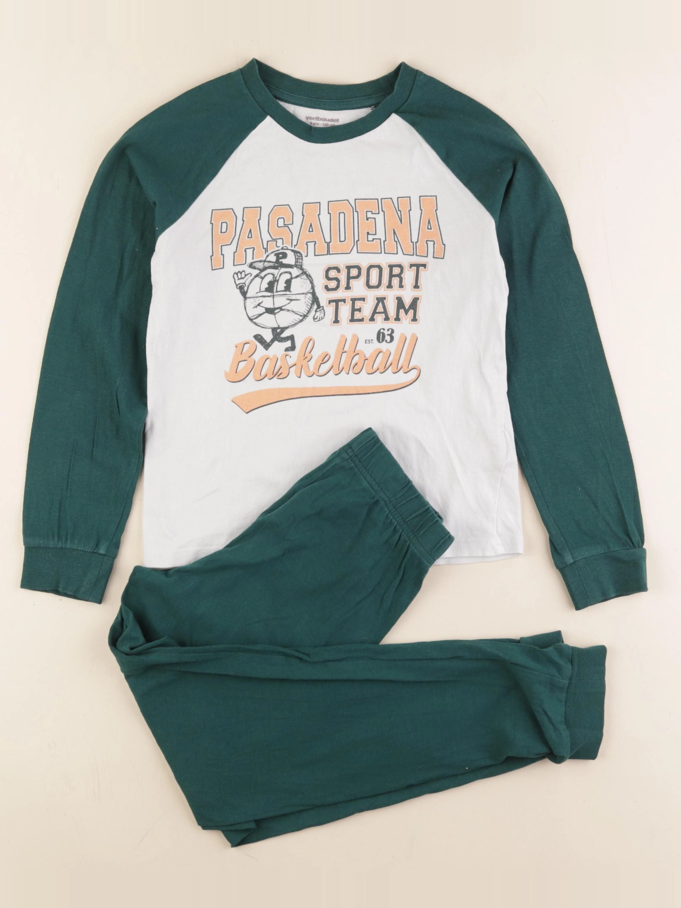 Vertbaudet - pyjama coton vert - 8 ans