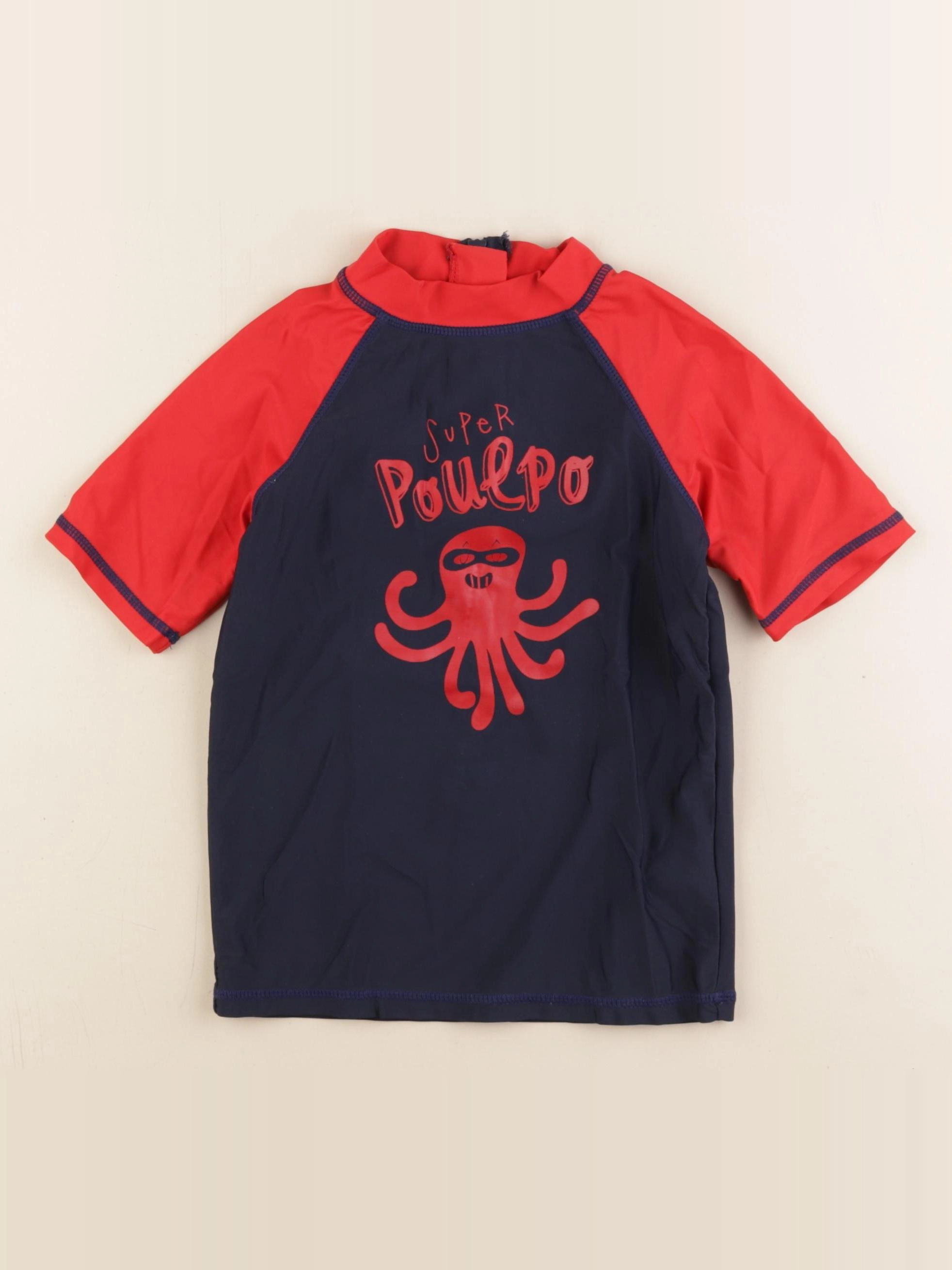 Vertbaudet - tee-shirt de bain rouge, bleu - 6 mois