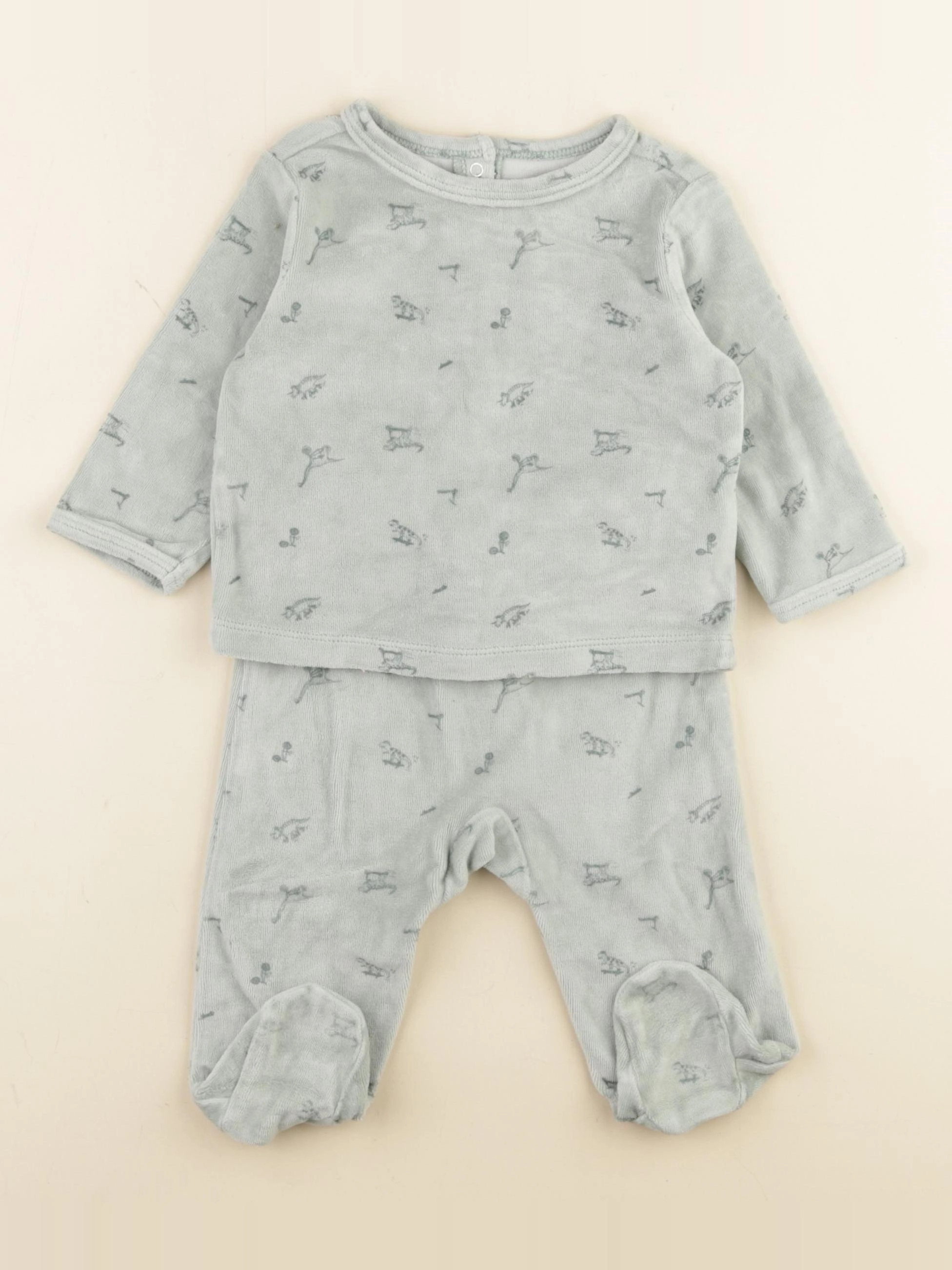 Vertbaudet - pyjama velours vert - 6 mois