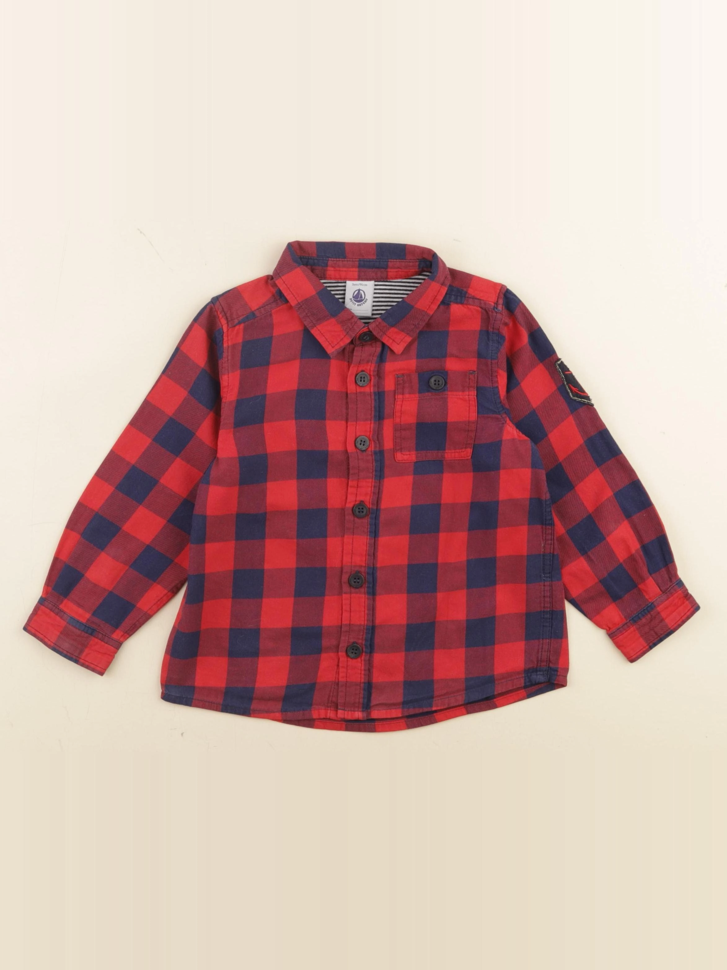 Petit Bateau - chemise rouge - 3 ans