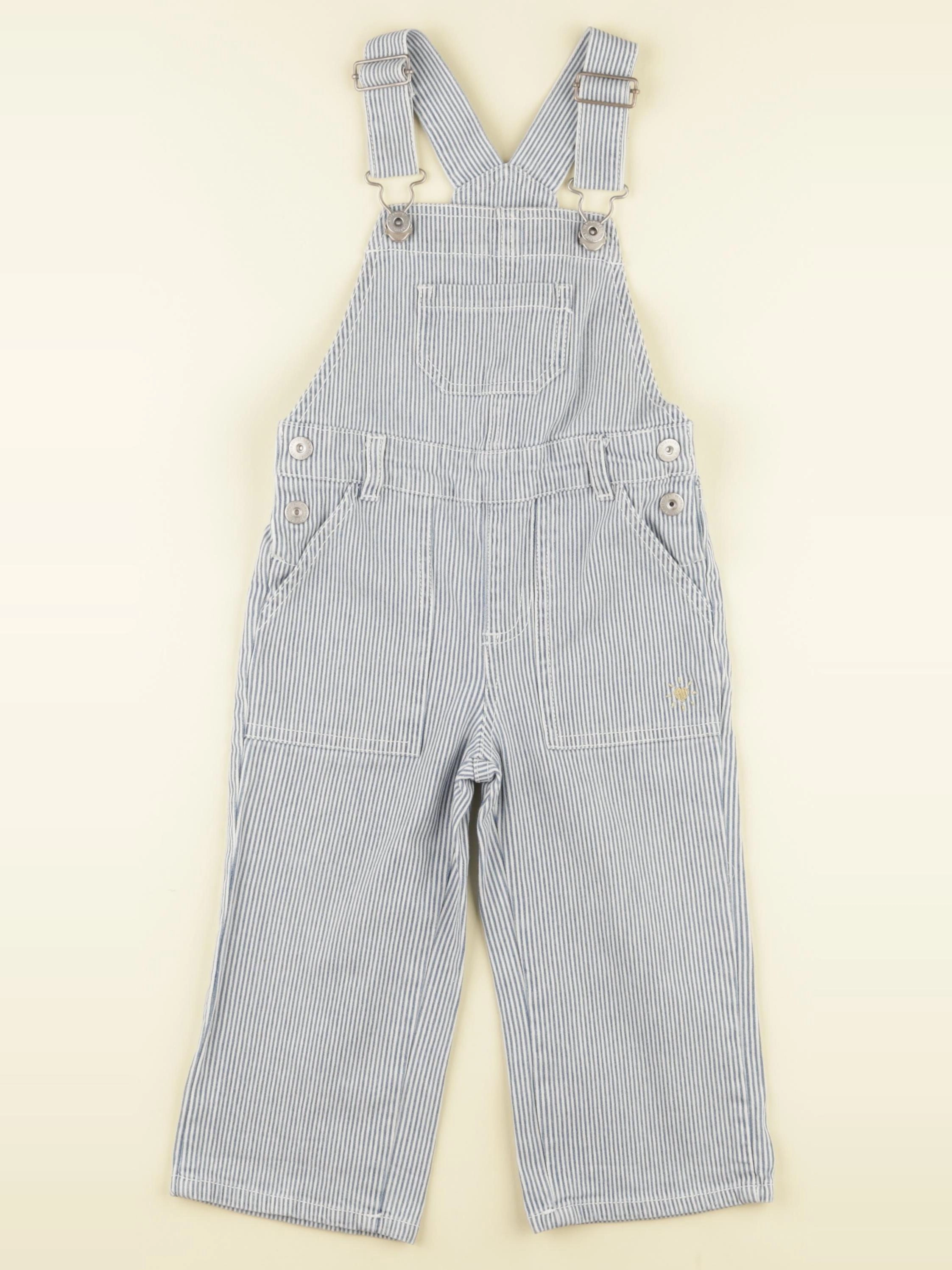 Vertbaudet - salopette blanc, bleu - 2 ans