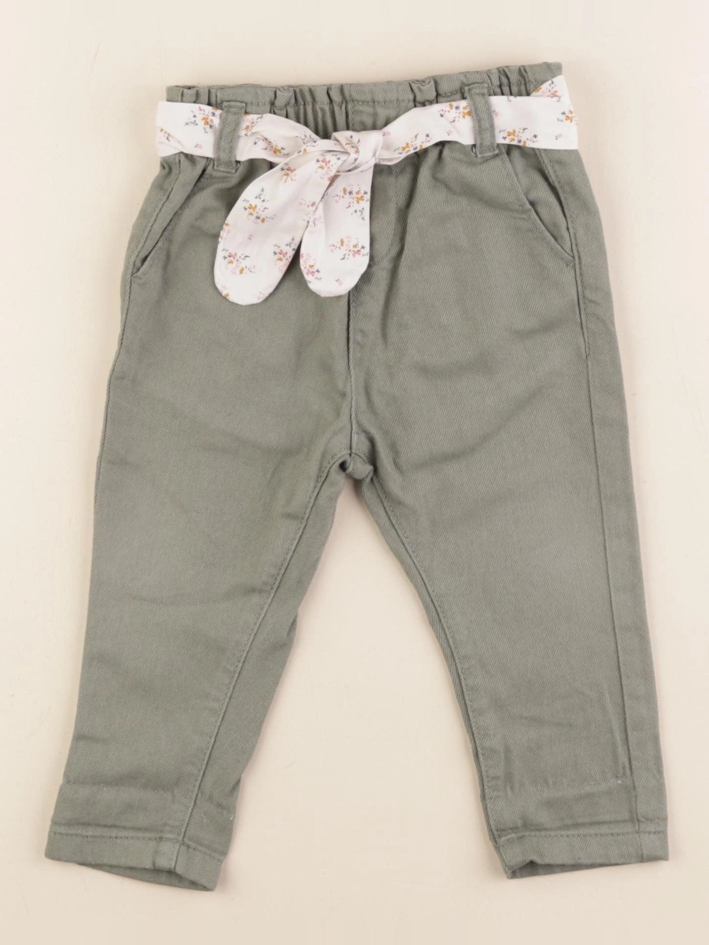 Vertbaudet - pantalon vert - 12 mois
