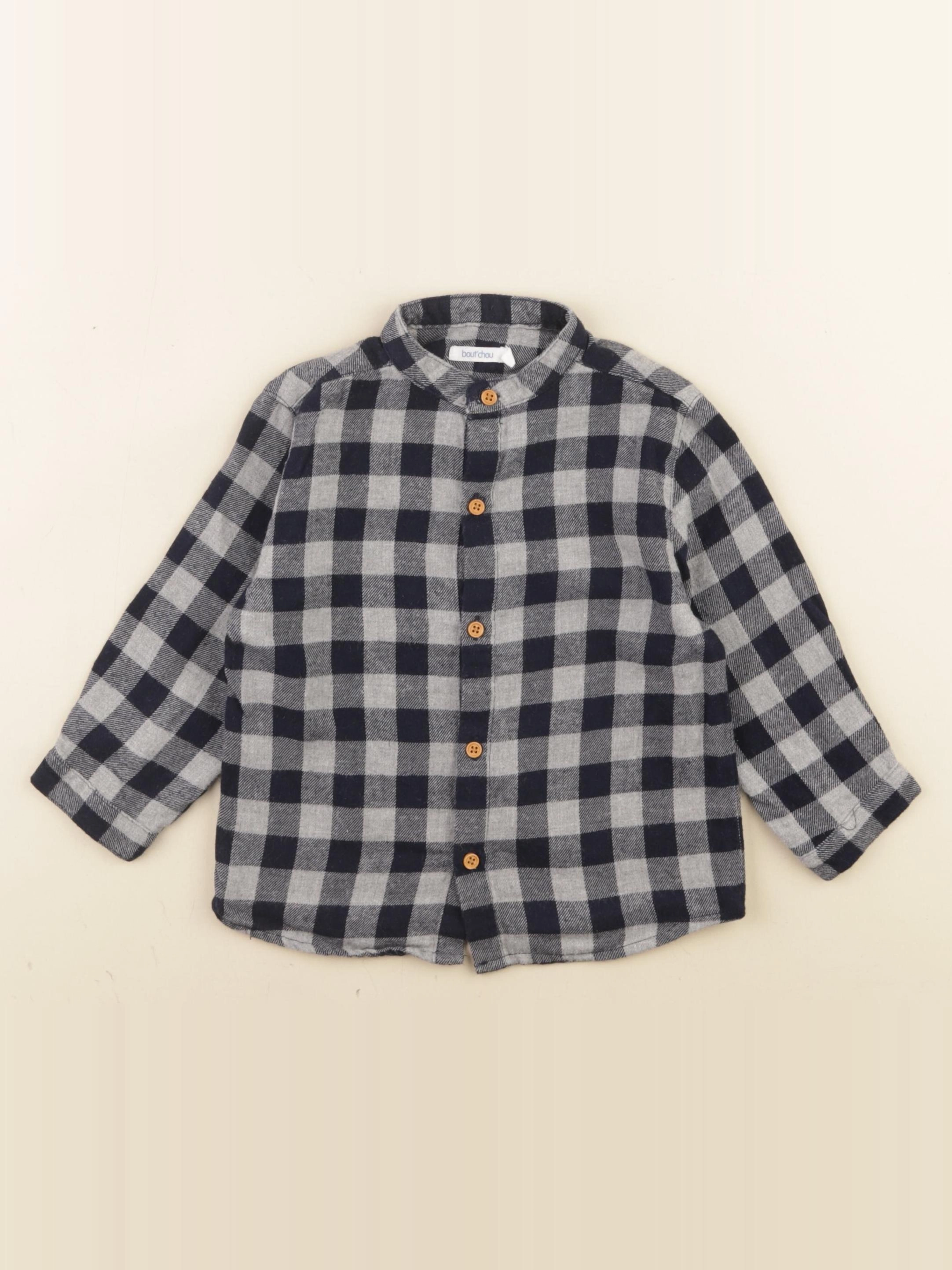 Boutchou - chemise gris, bleu - 18 mois