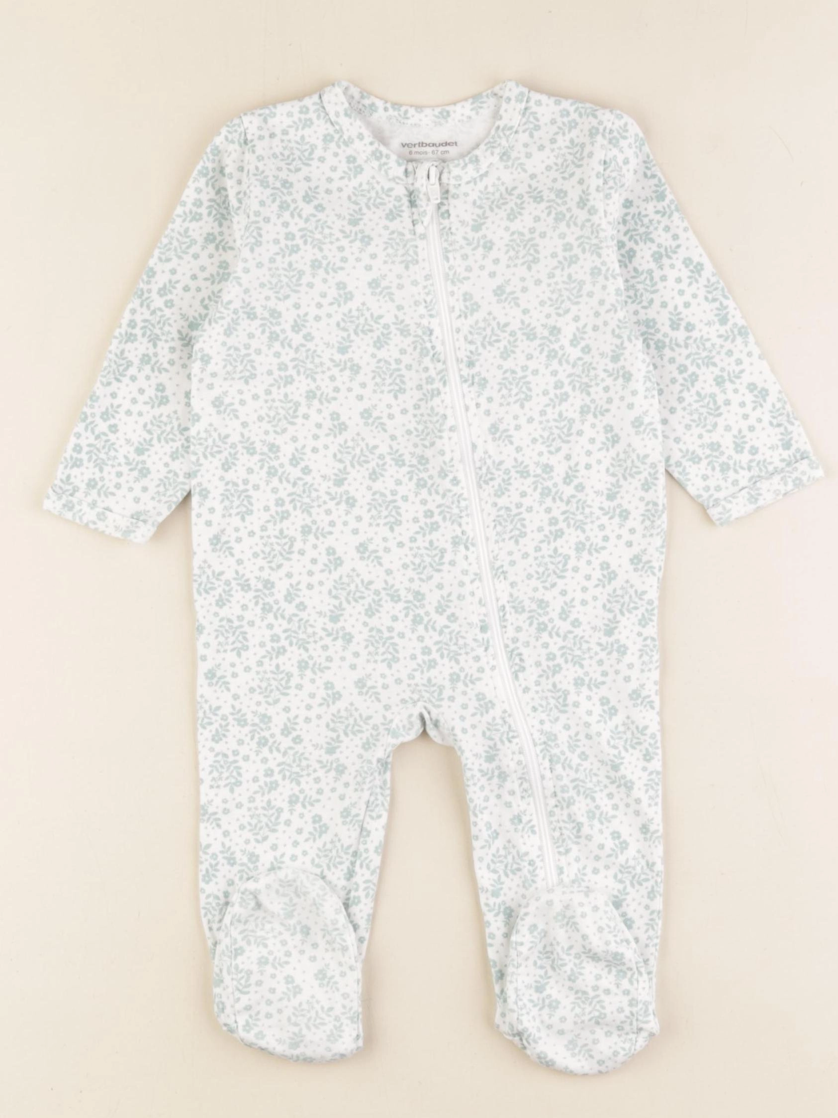 Vertbaudet - pyjama coton blanc - 6 mois