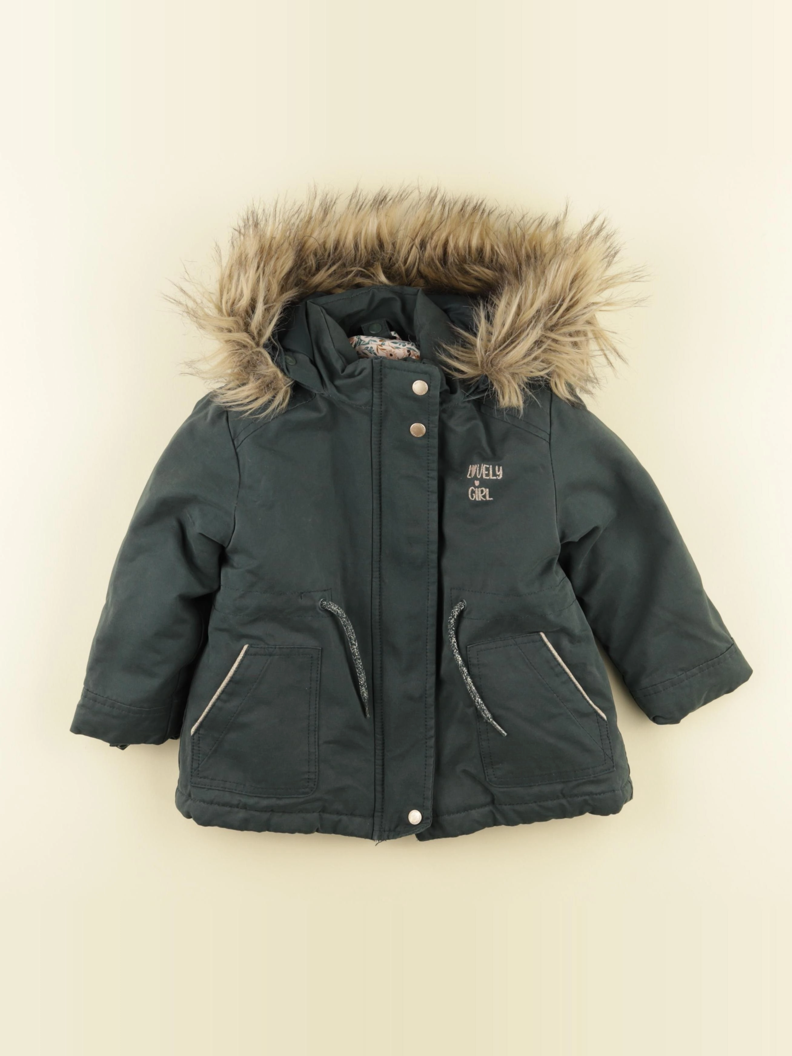 Vertbaudet - parka doublure amovible vert - 2 ans