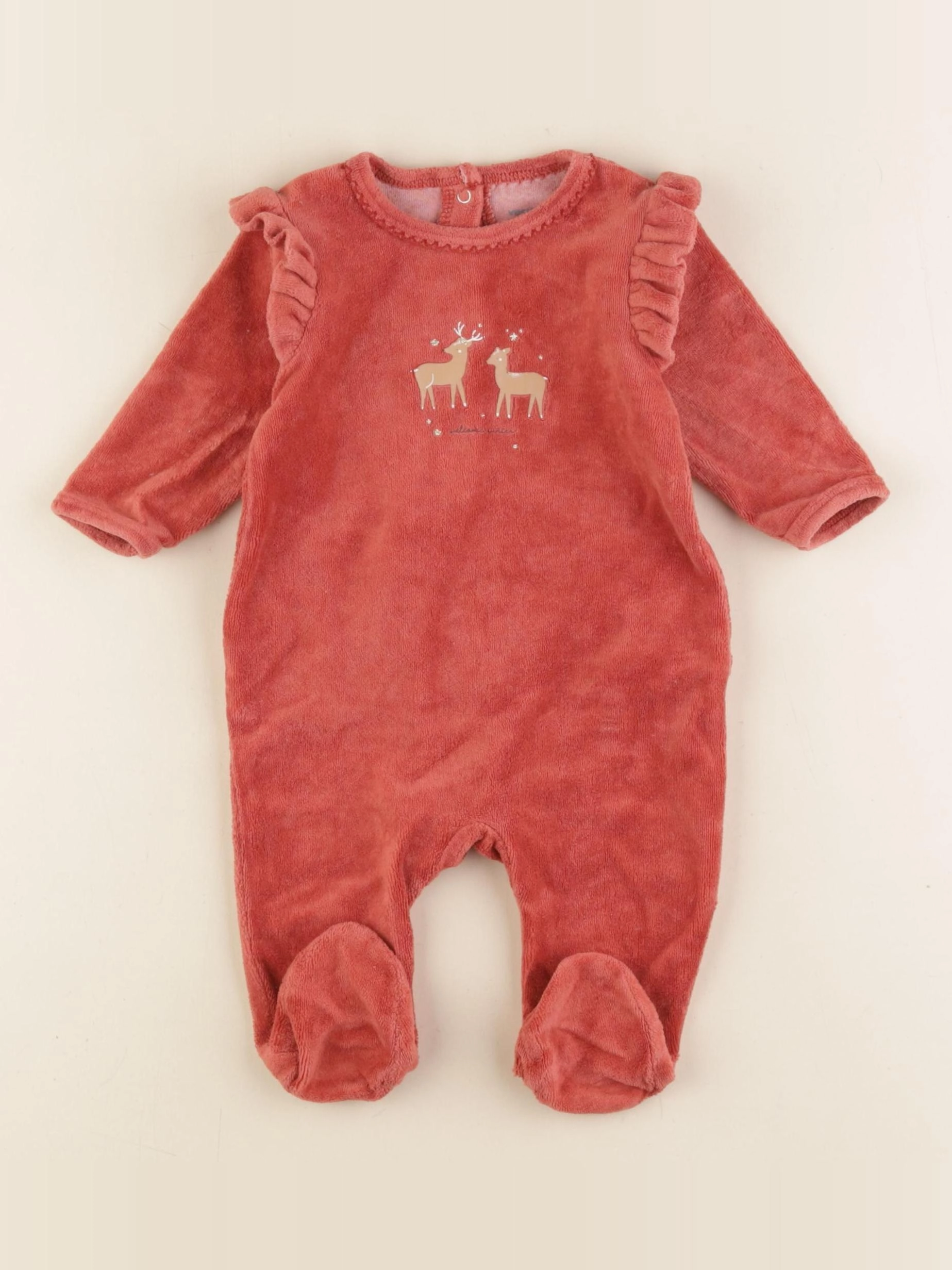 Vertbaudet - pyjama velours rose - 3 mois