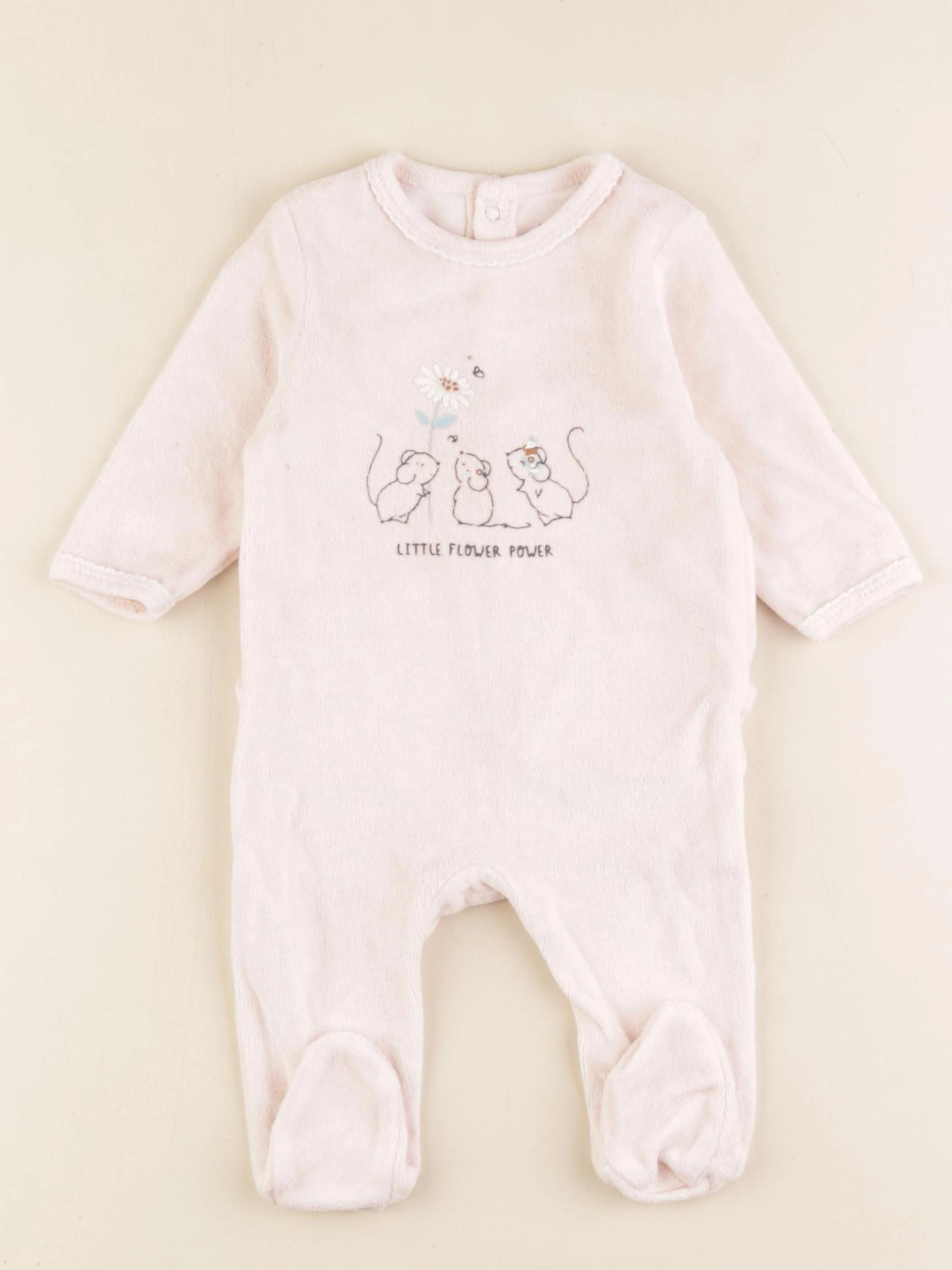 Vertbaudet - pyjama velours rose - 3 mois