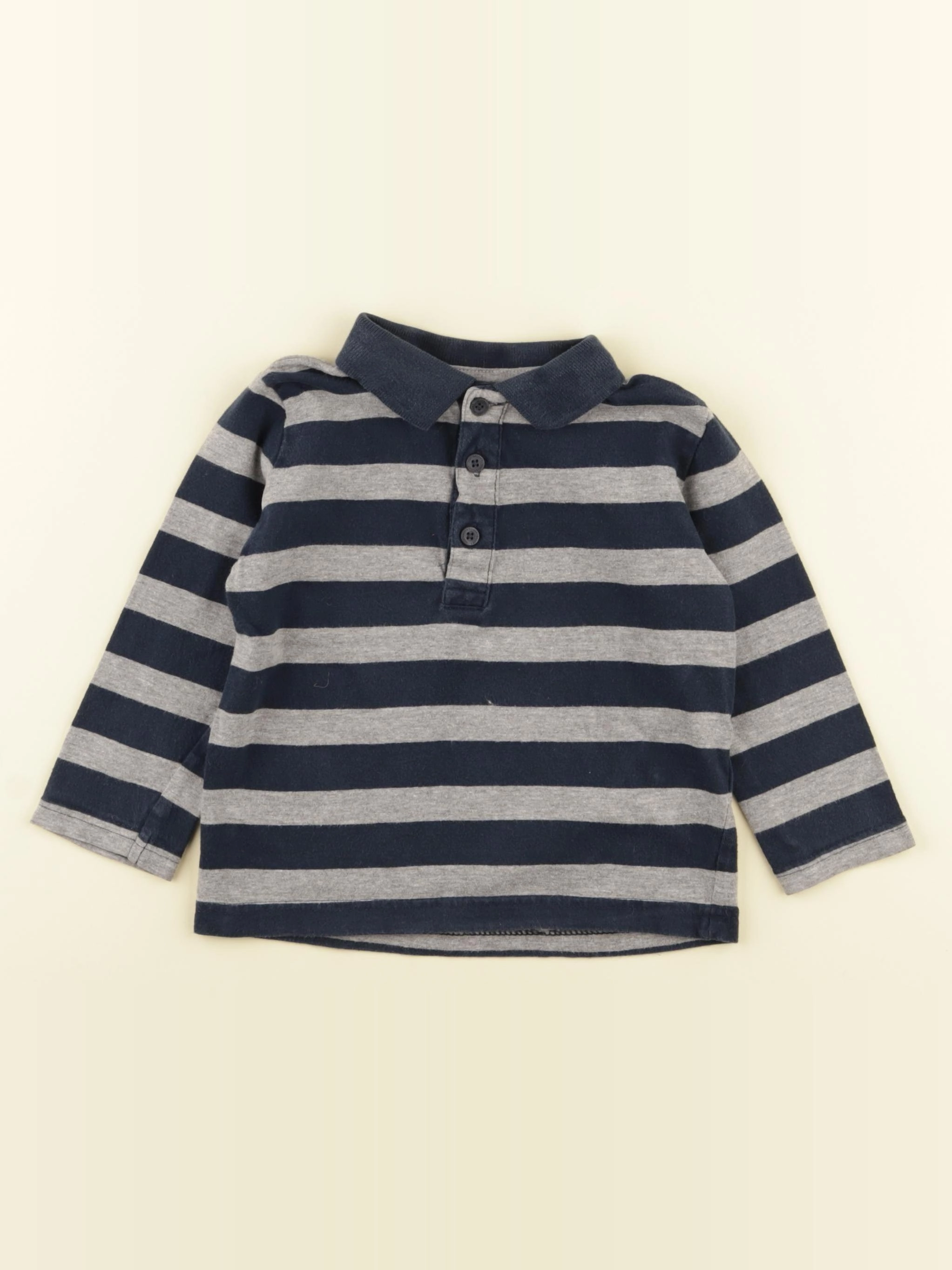 Vertbaudet - polo bleu, gris - 2 ans
