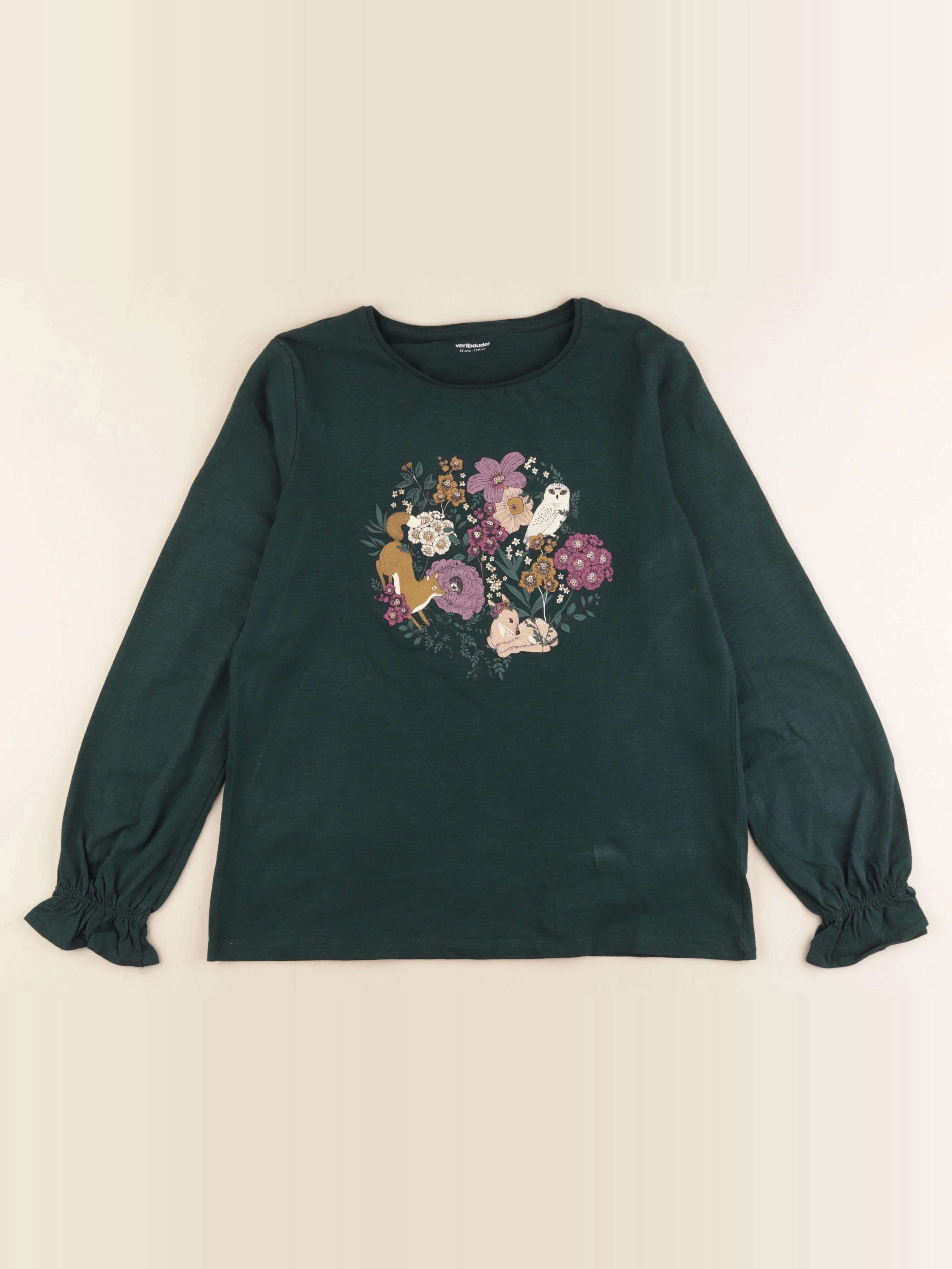 Vertbaudet - tee-shirt vert - 14 ans