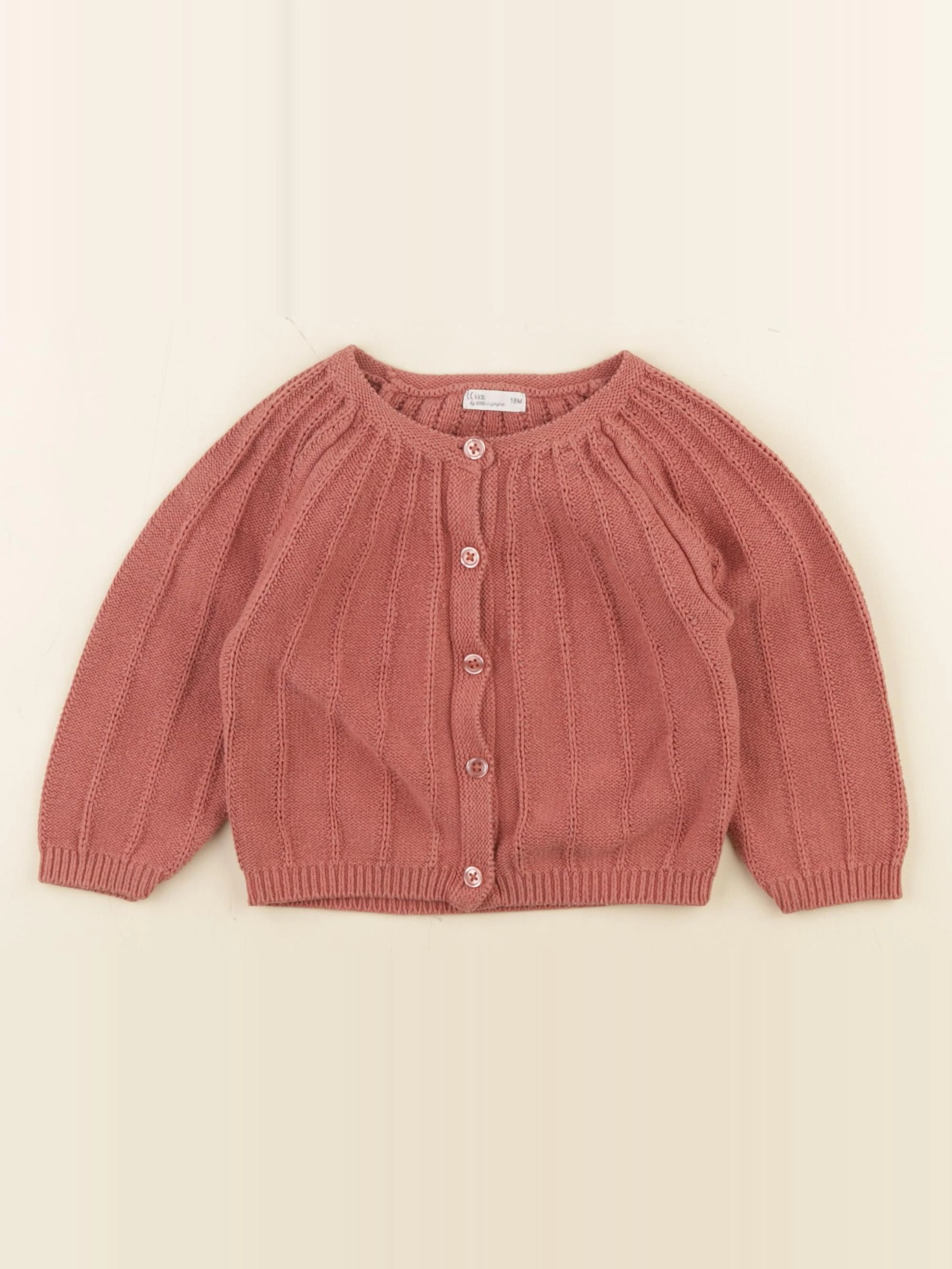 Little Cigogne - gilet rose - 18 mois