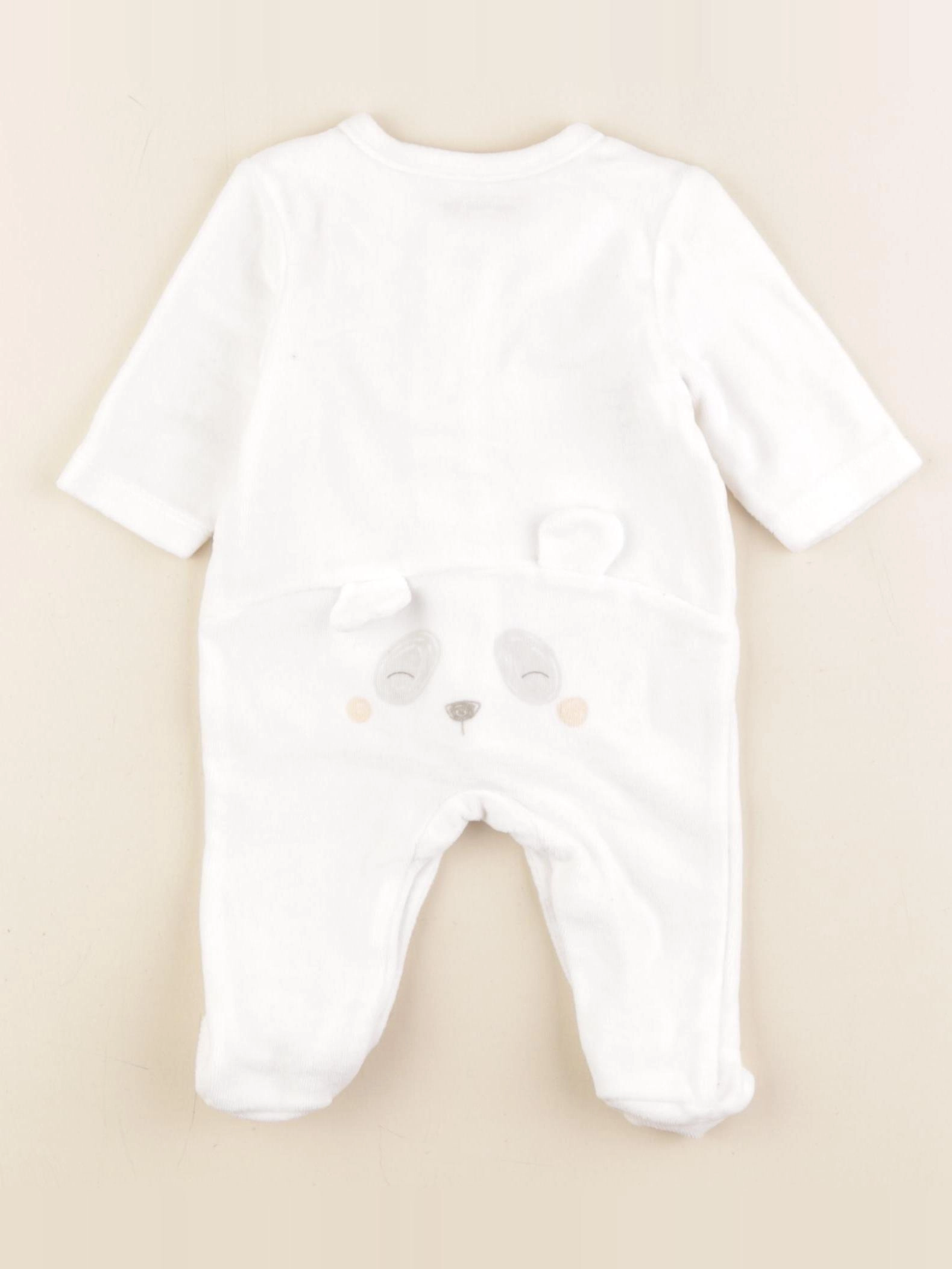 Vertbaudet - pyjama velours blanc - 1 mois