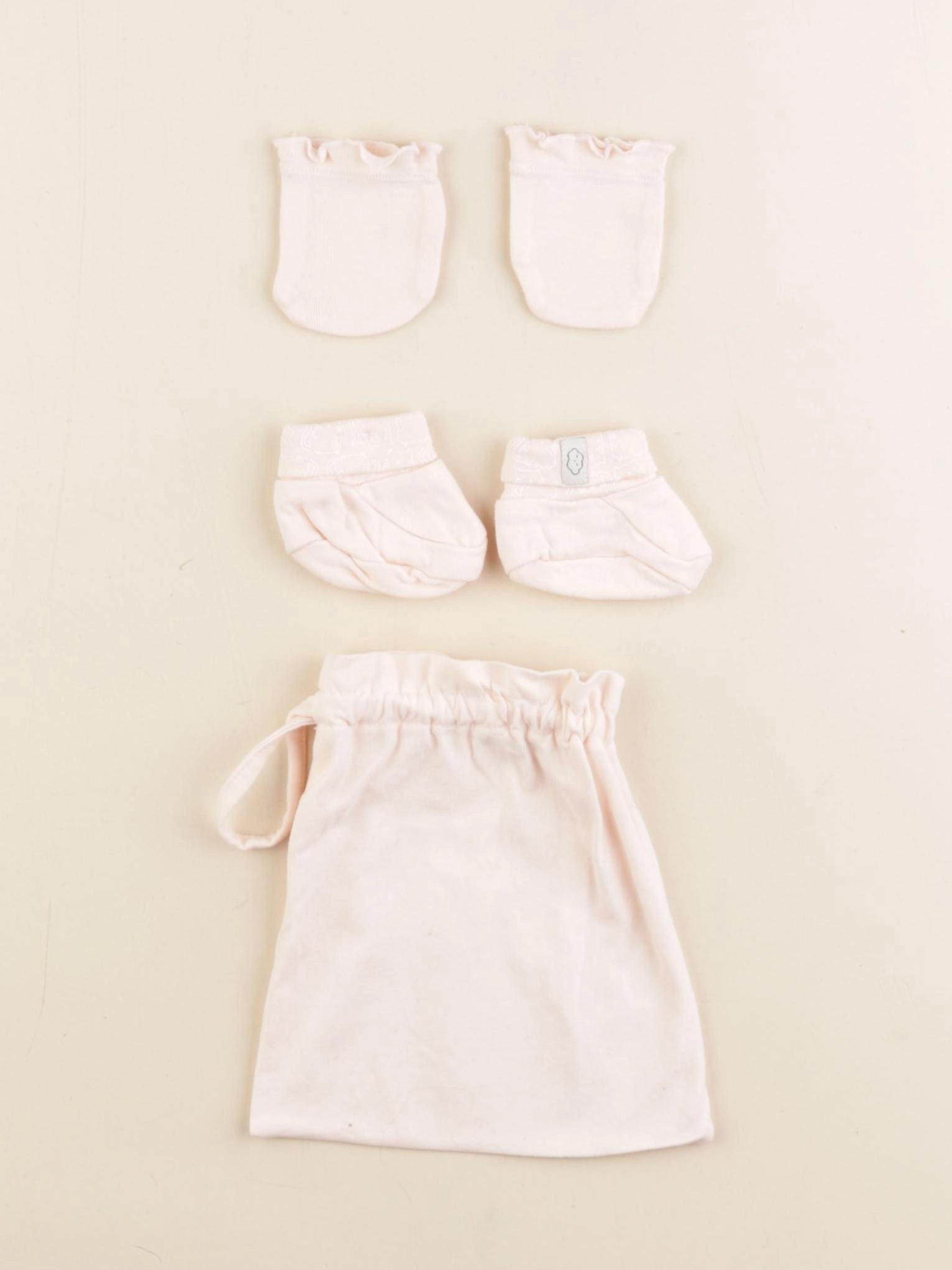 Vertbaudet - ensemble moufles + chaussons rose - Prématuré