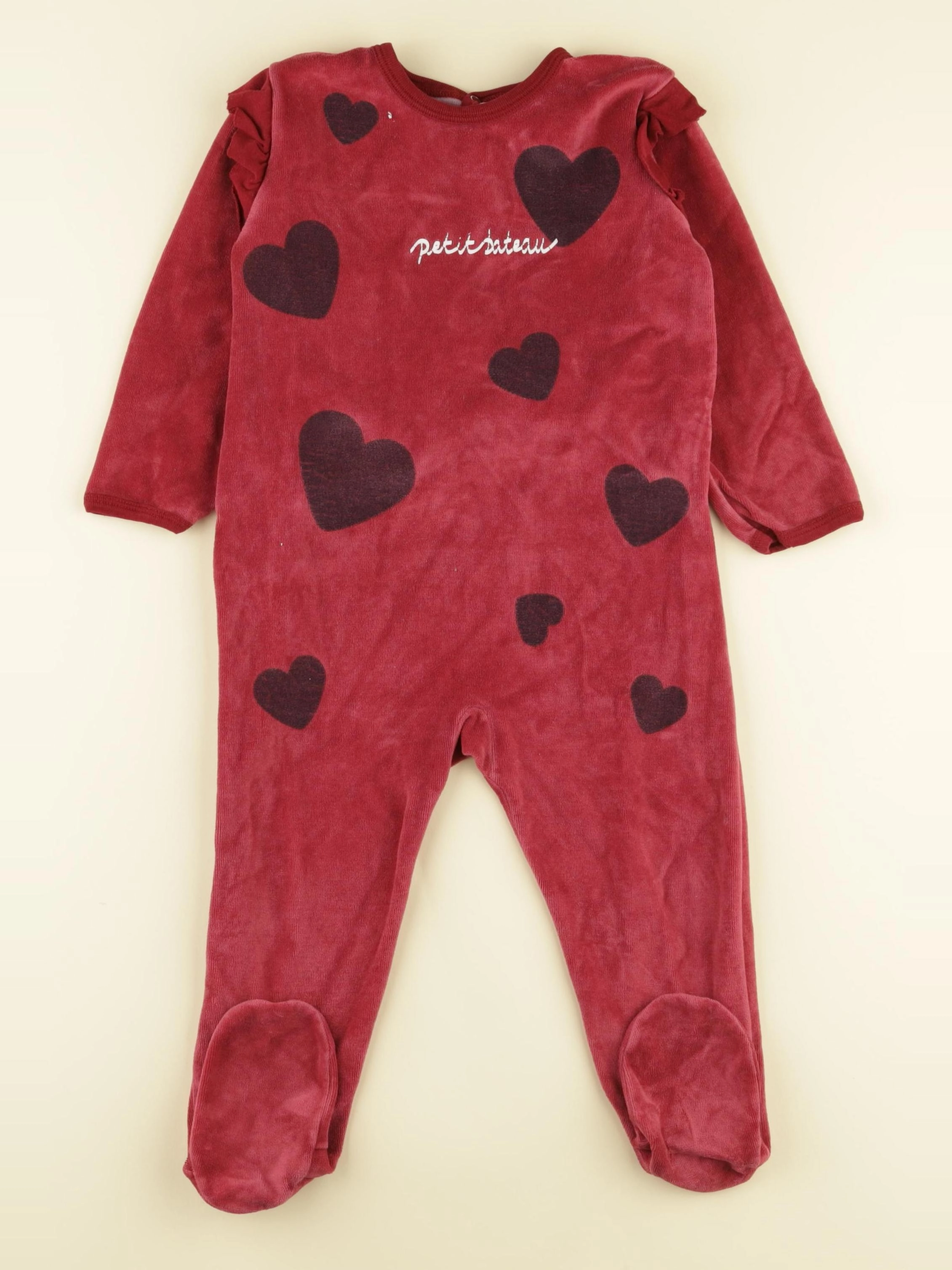 Petit Bateau - pyjama velours rouge - 24 mois