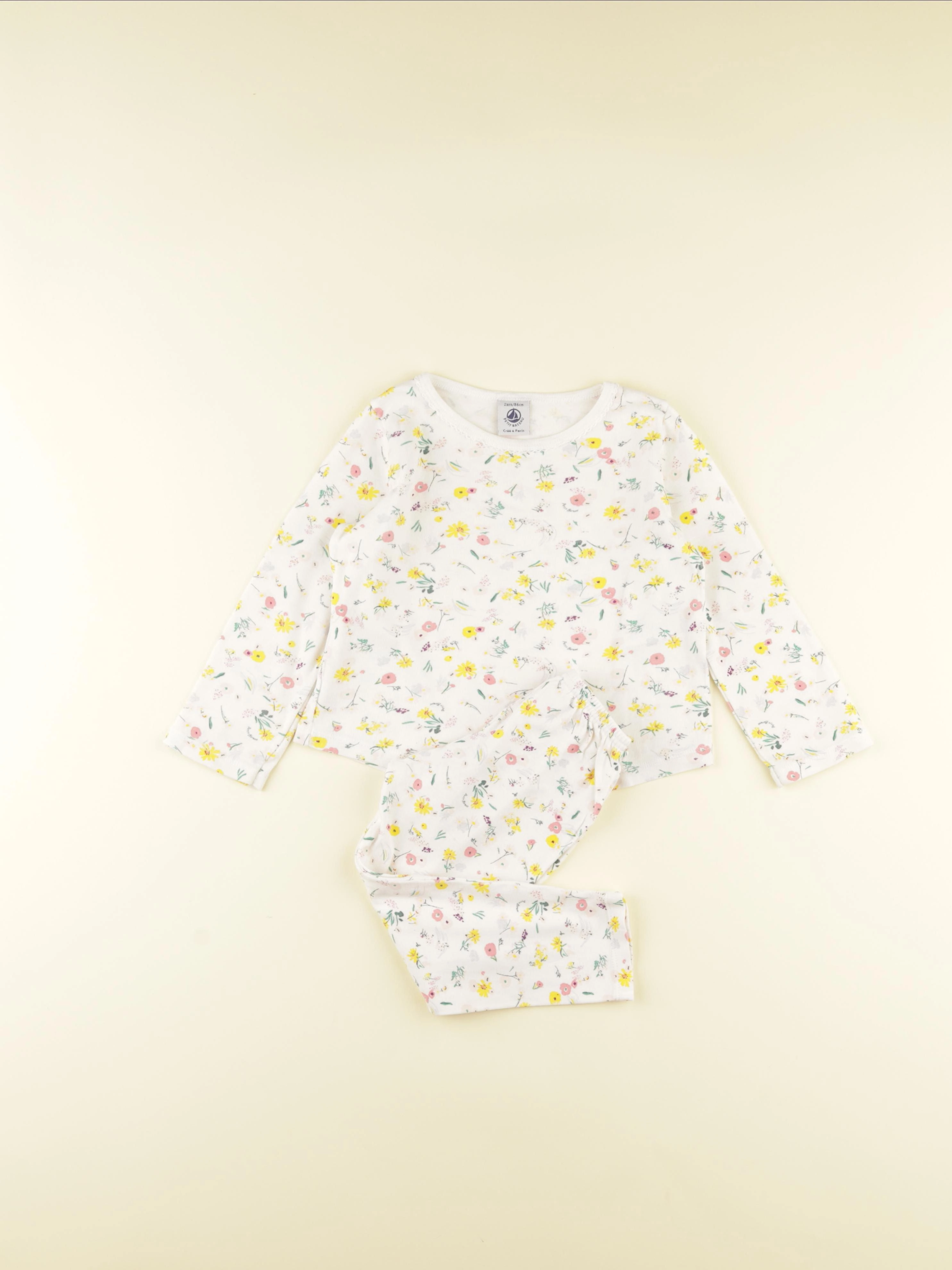 Petit Bateau - pyjama coton blanc - 2 ans
