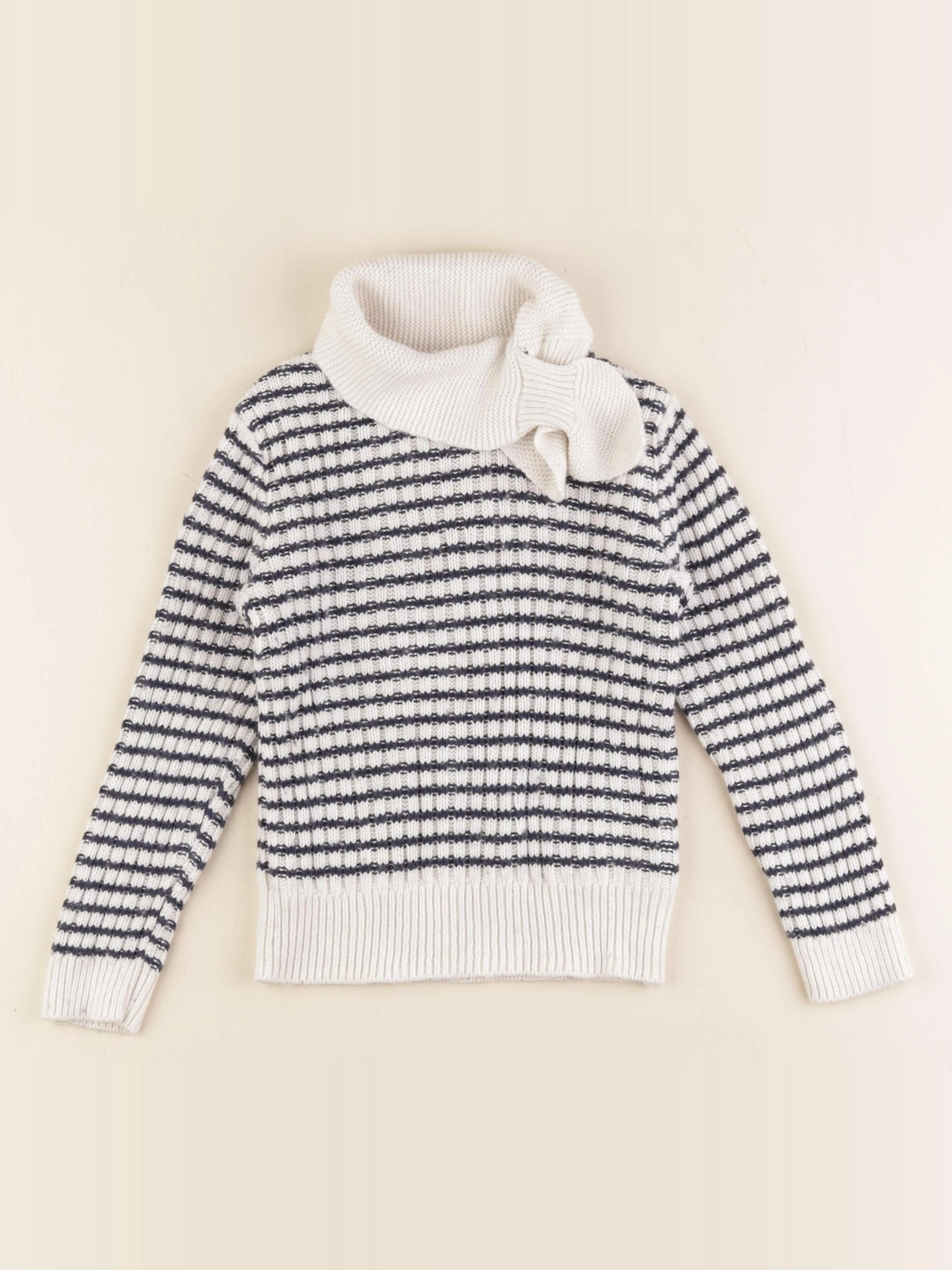 Cyrillus - pull blanc, bleu - 4 ans