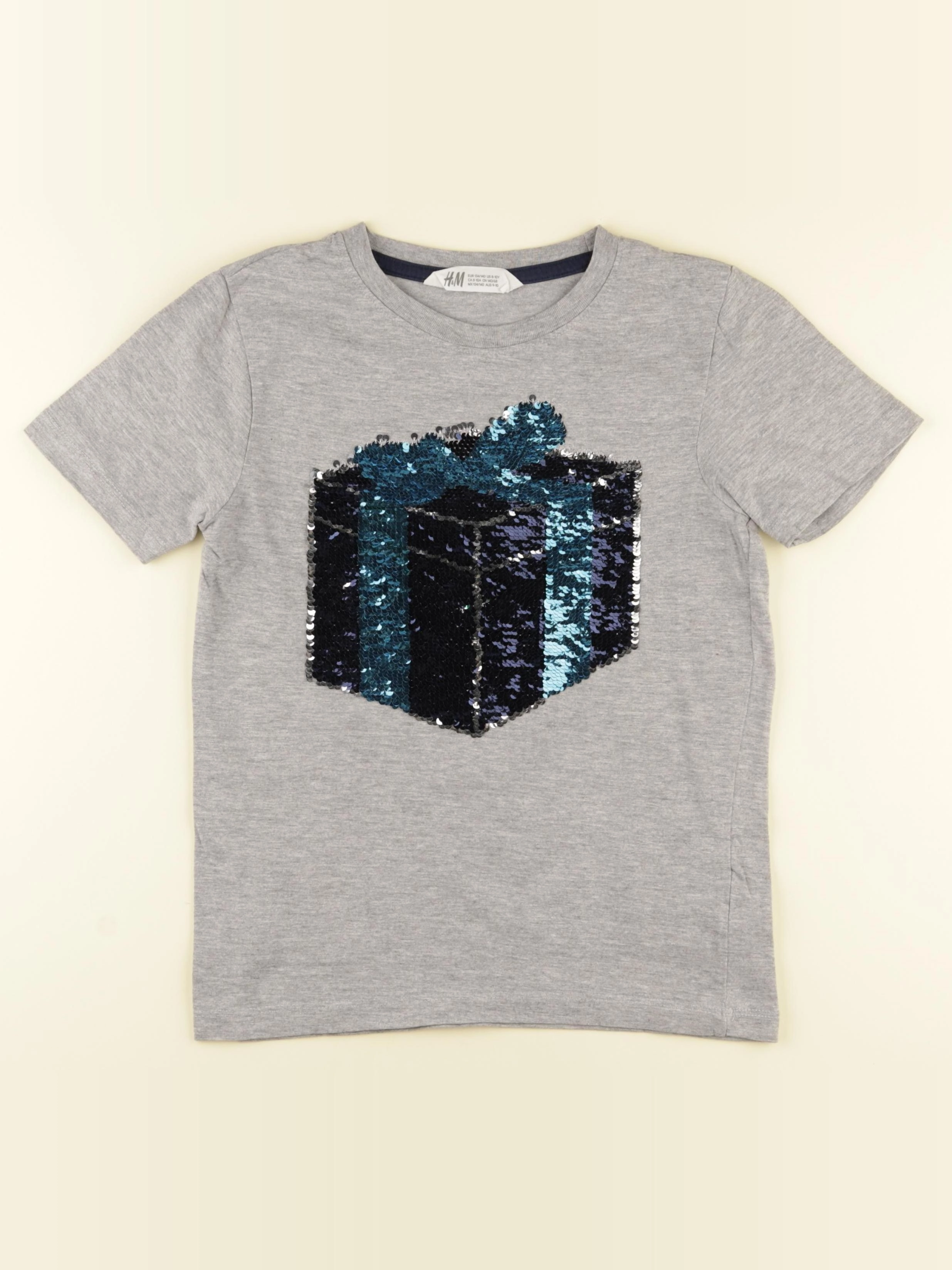 H&M - tee-shirt gris - 8/10 ans