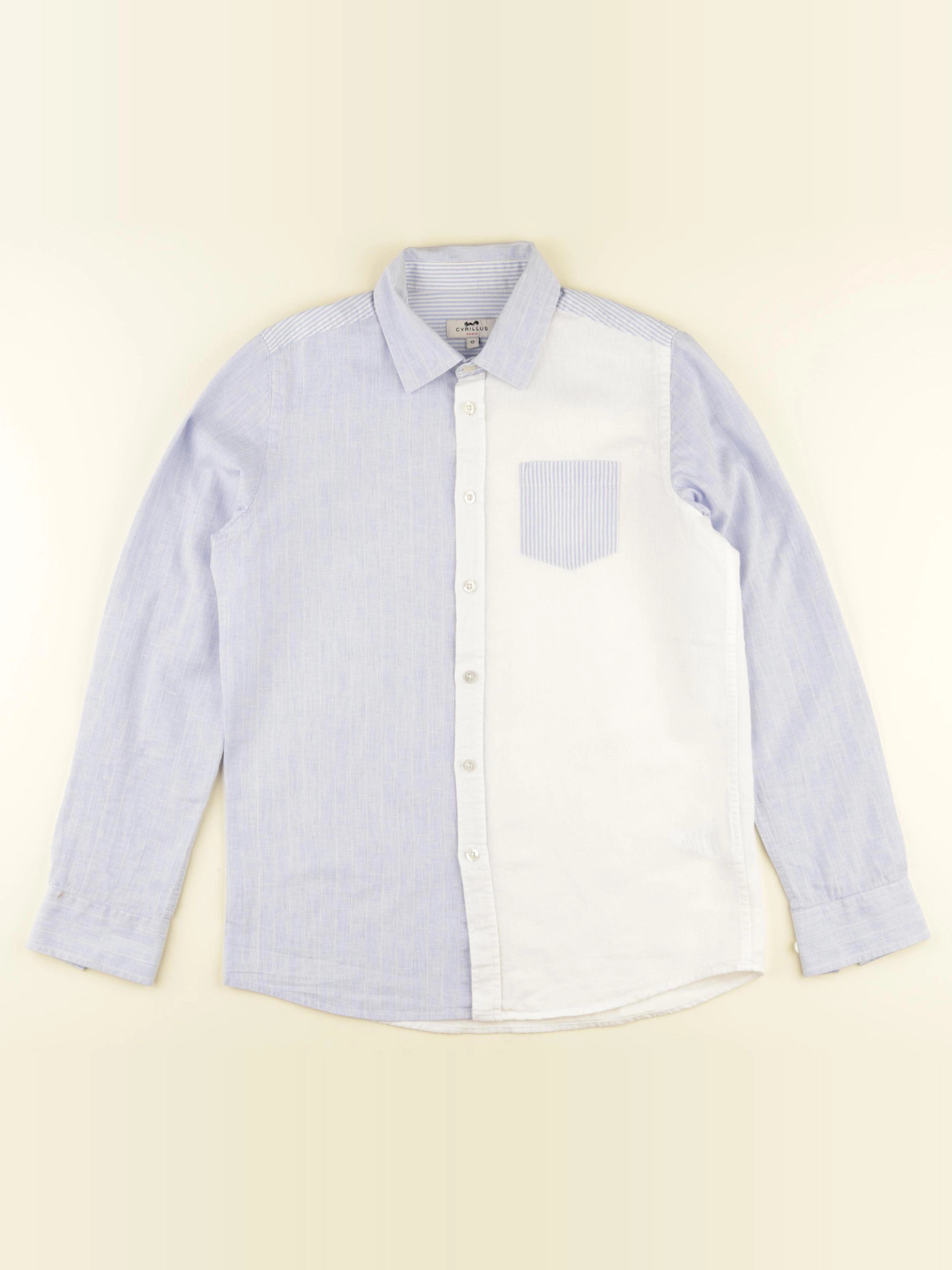 Cyrillus - chemise blanc, bleu - 12 ans