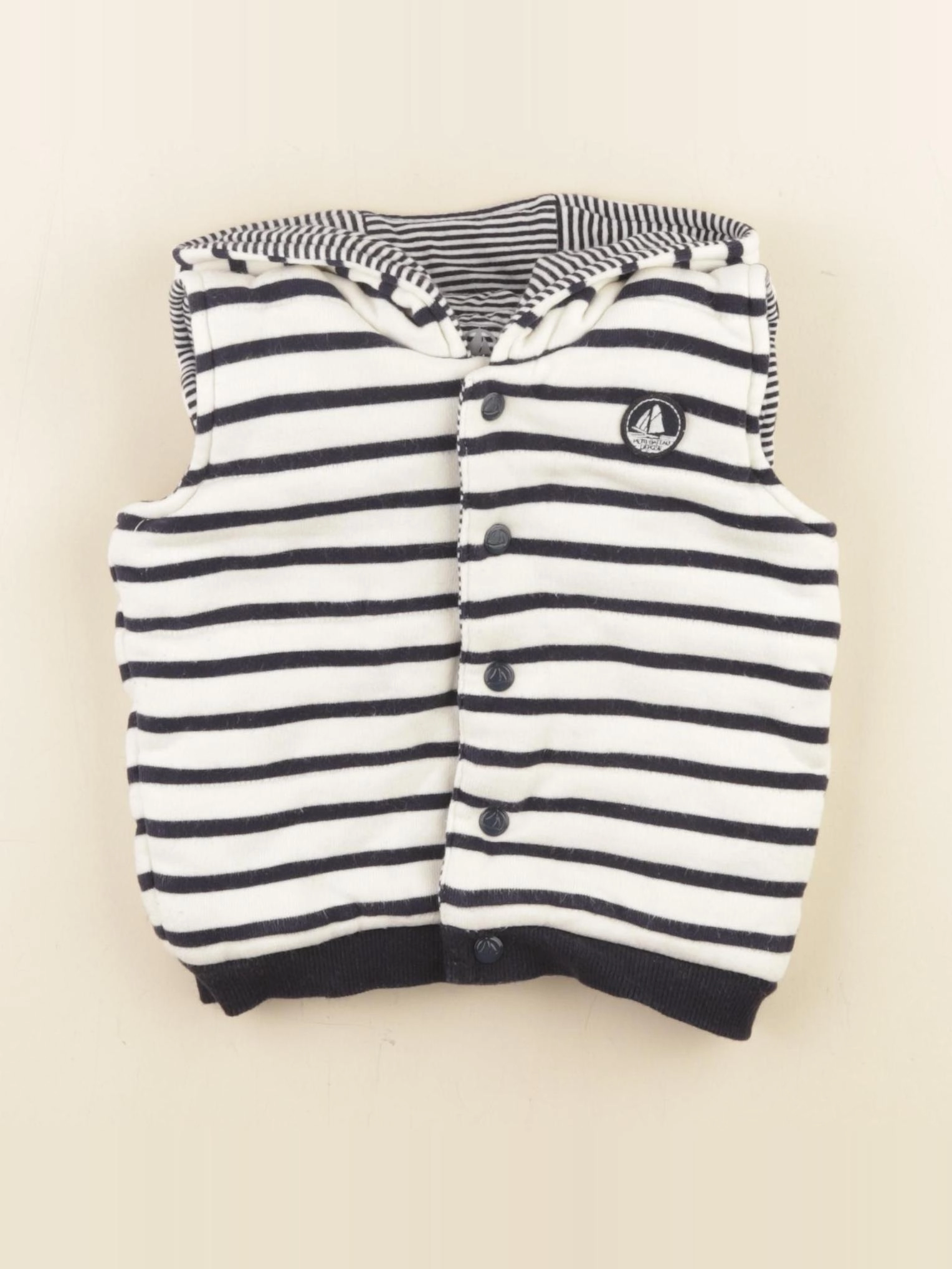 Petit Bateau - gilet blanc, bleu - 12 mois