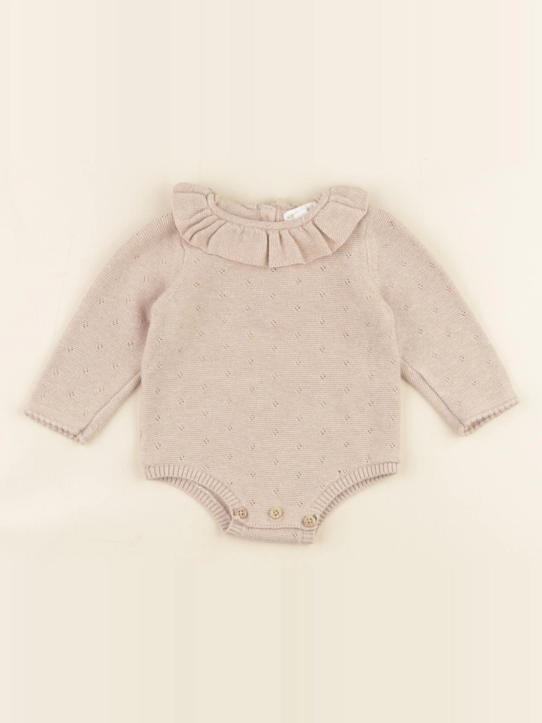 Vertbaudet - combinaison beige - 3 mois