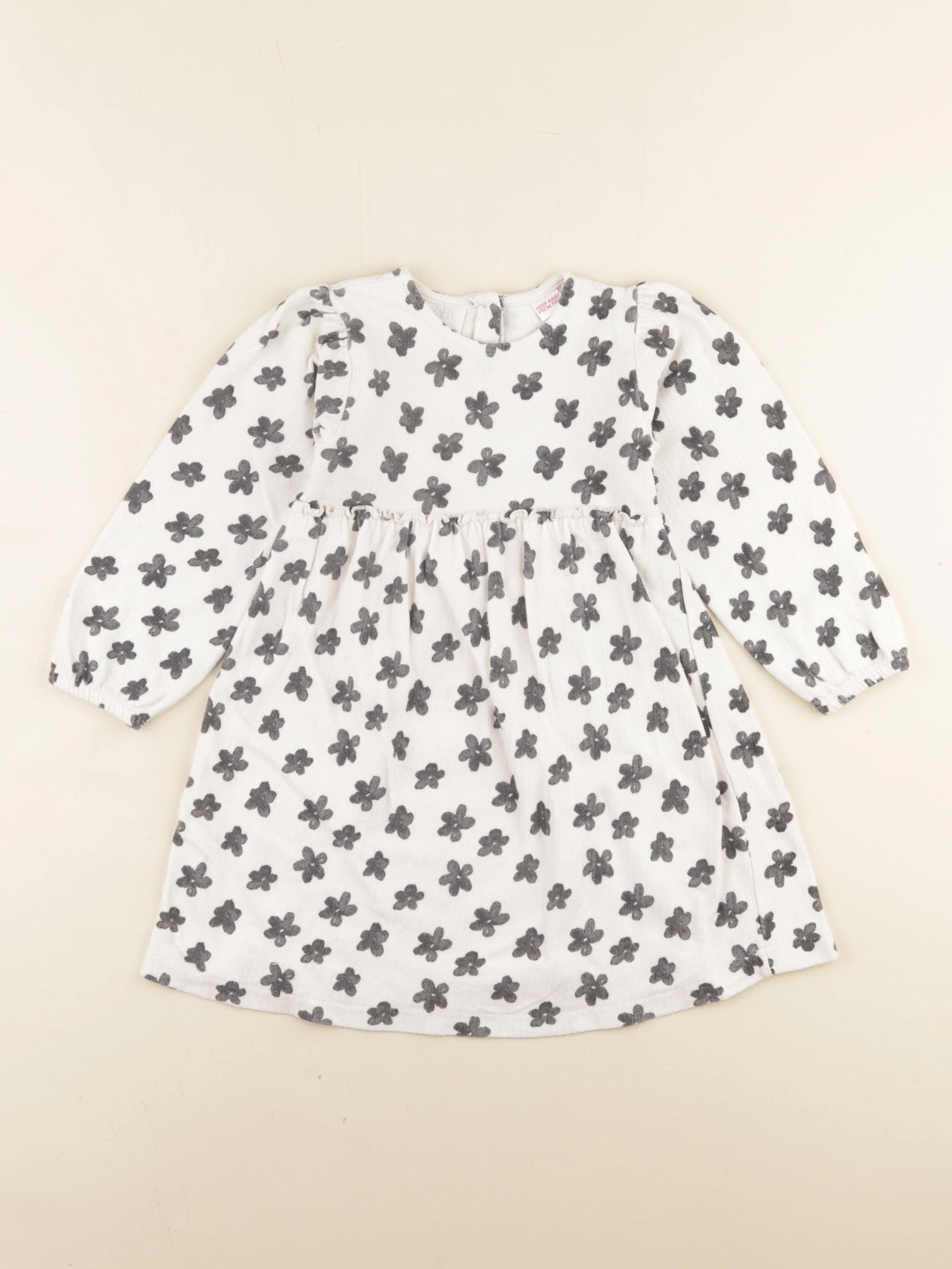 Zara - robe beige, noir - 3/4 ans
