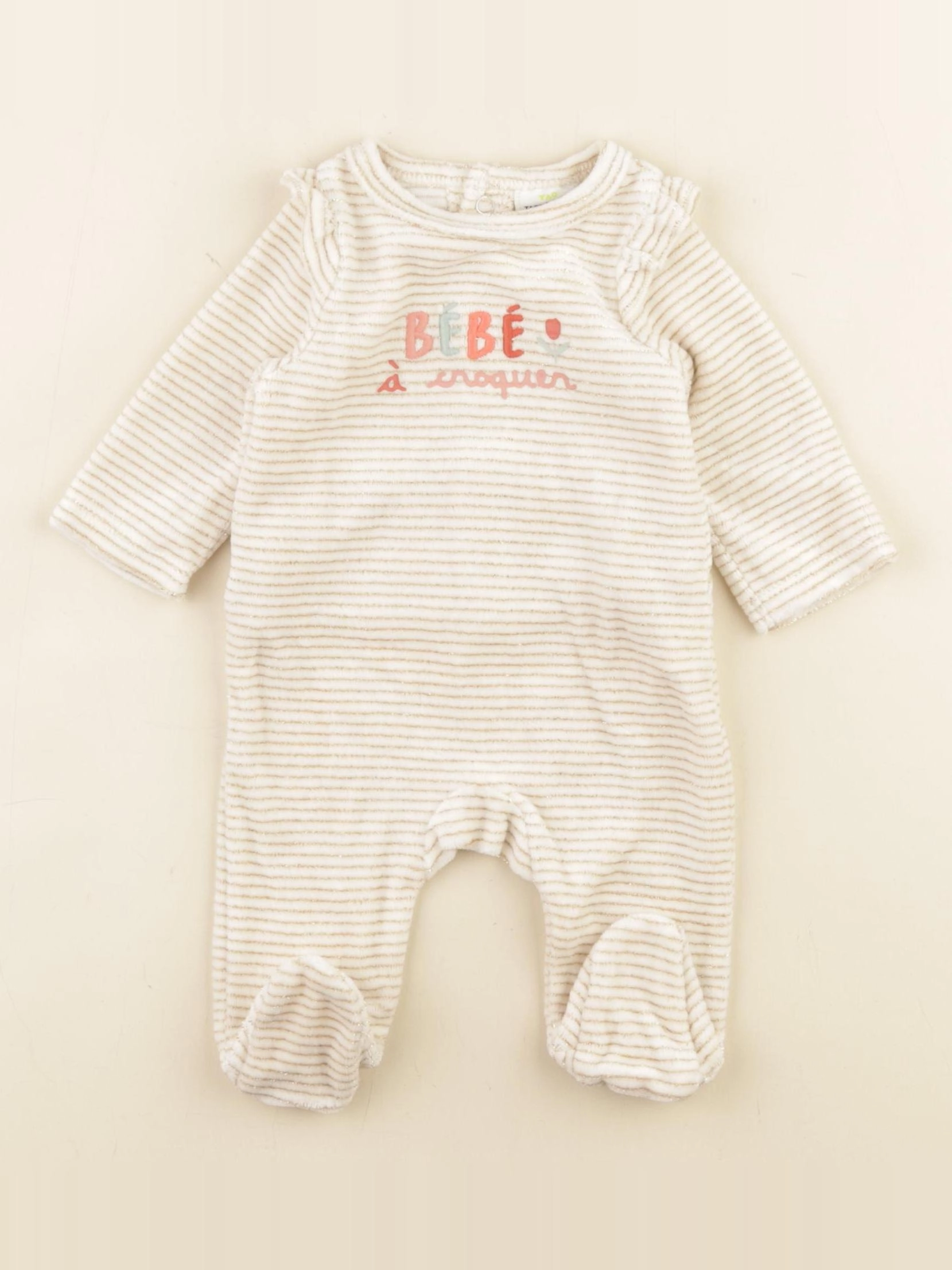 Tape à l'oeil - pyjama velours beige - 1 mois