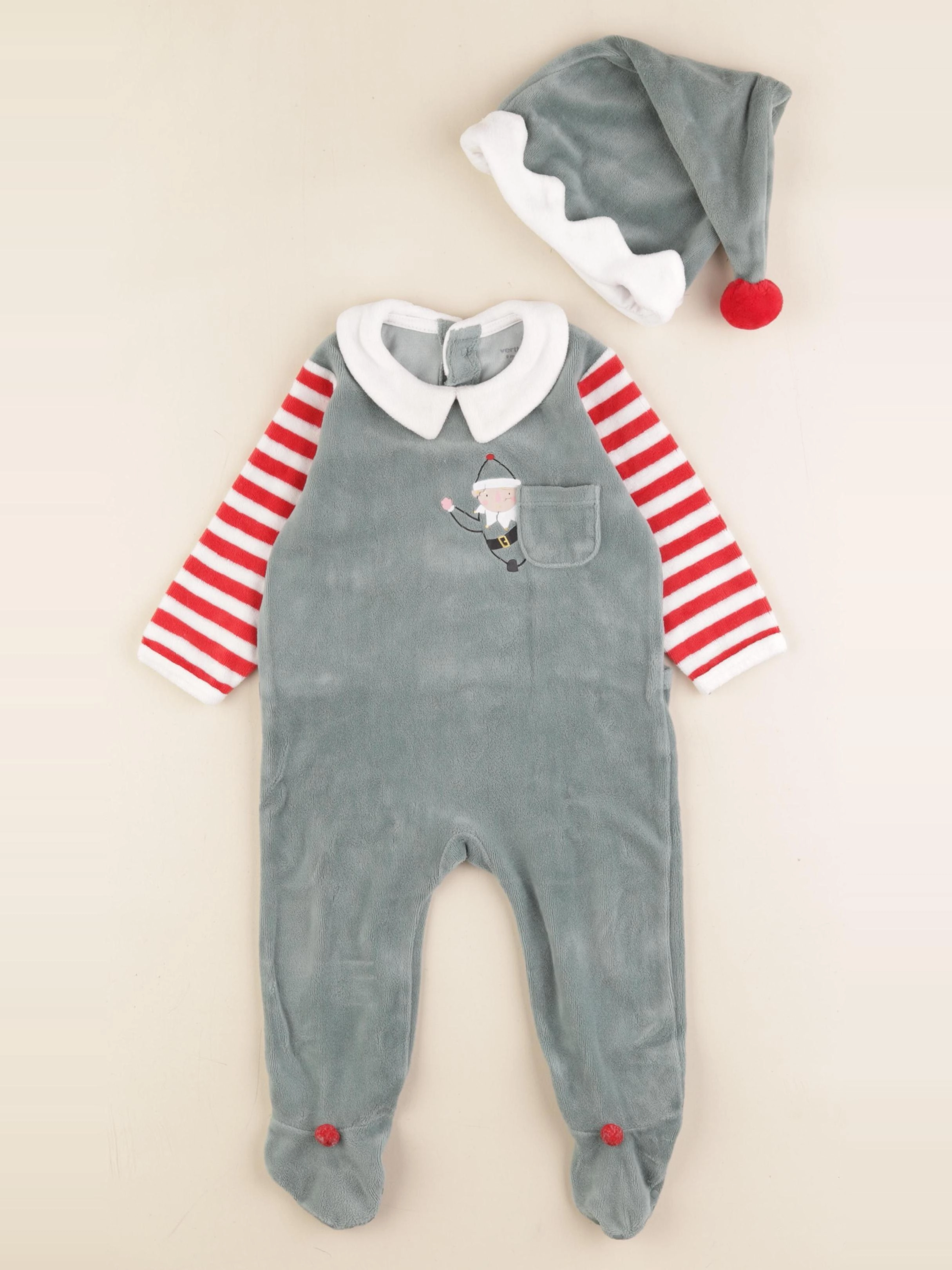 Vertbaudet - pyjama velours vert - 9 mois