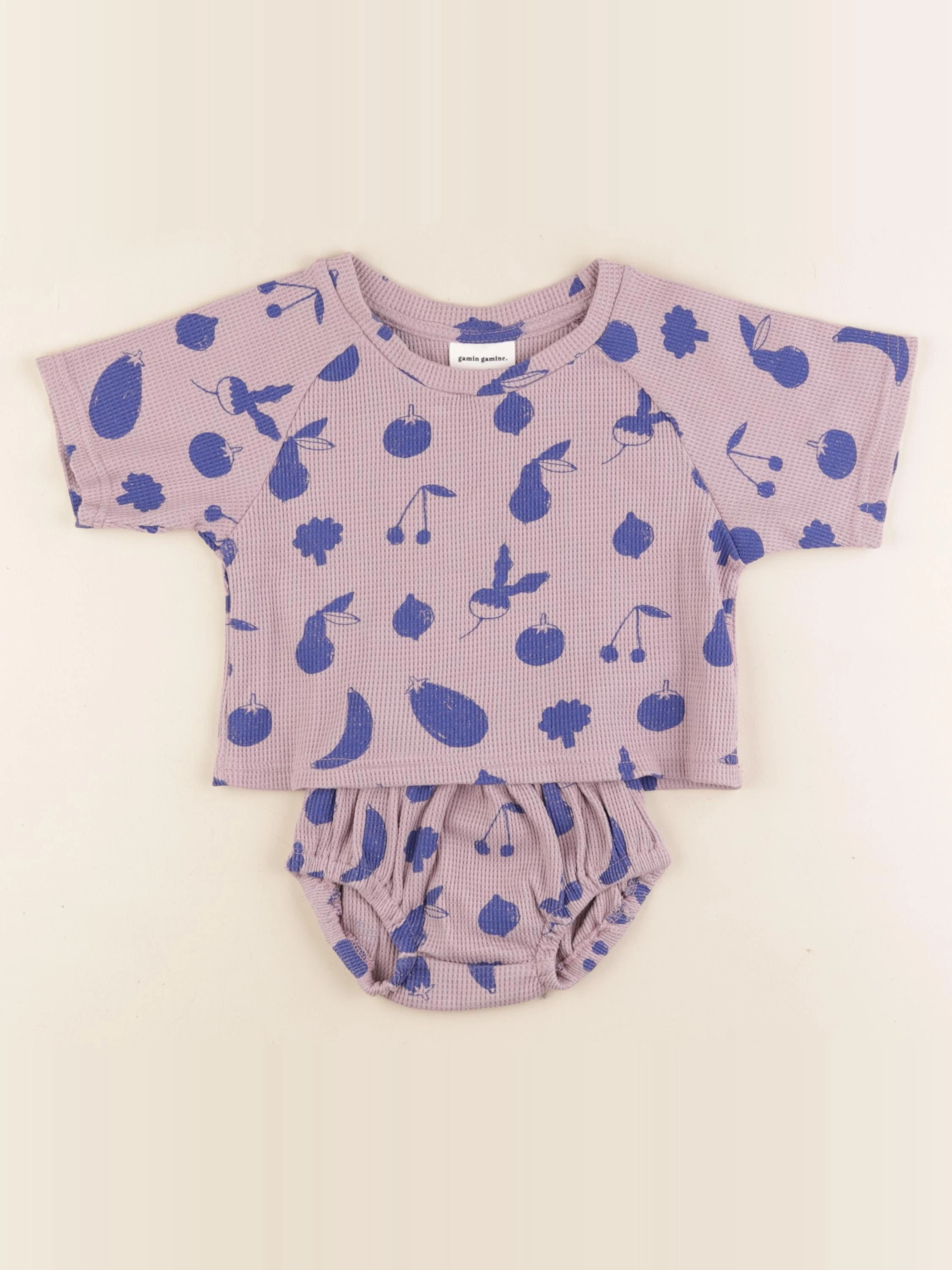 Gamin gamine - ensemble violet - 3/6 mois