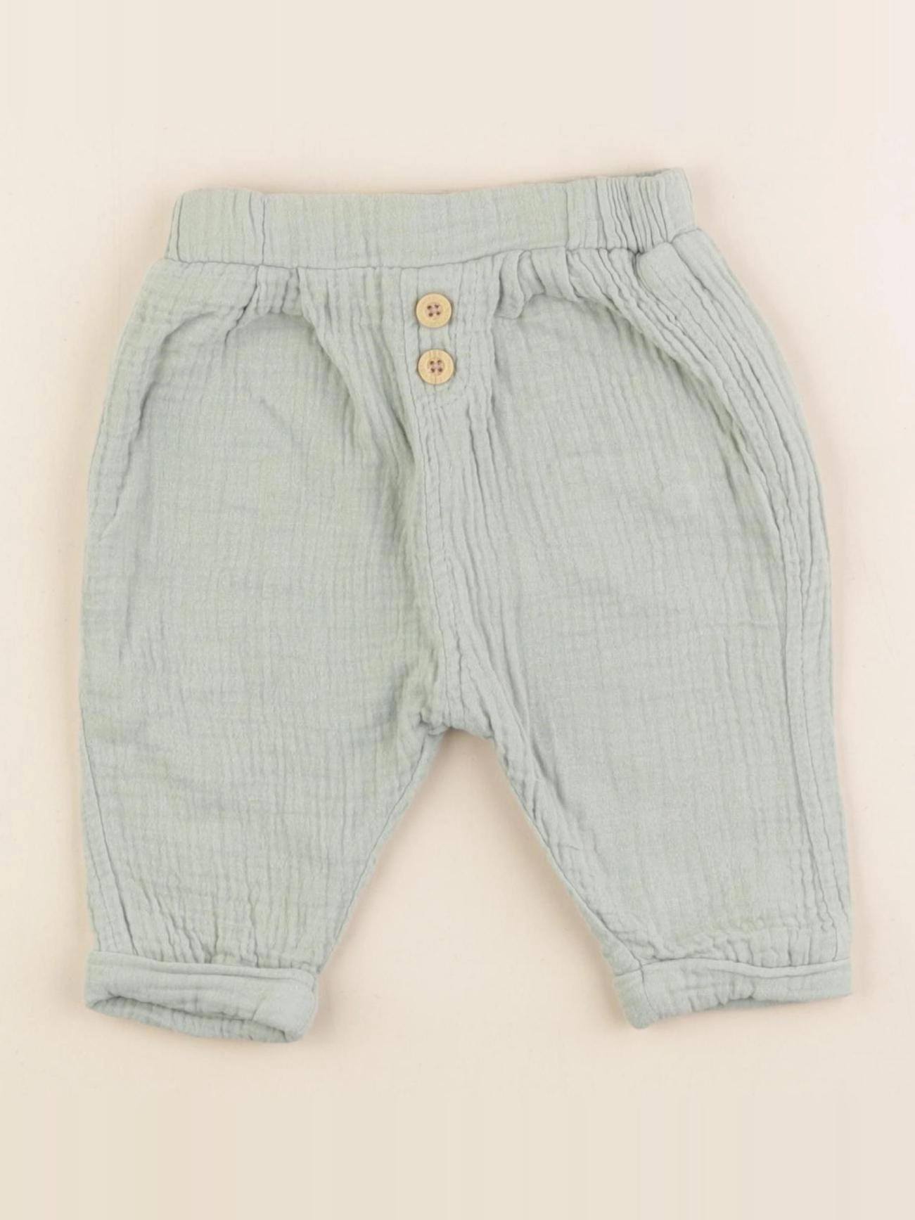 Vertbaudet - pantalon vert - 6 mois