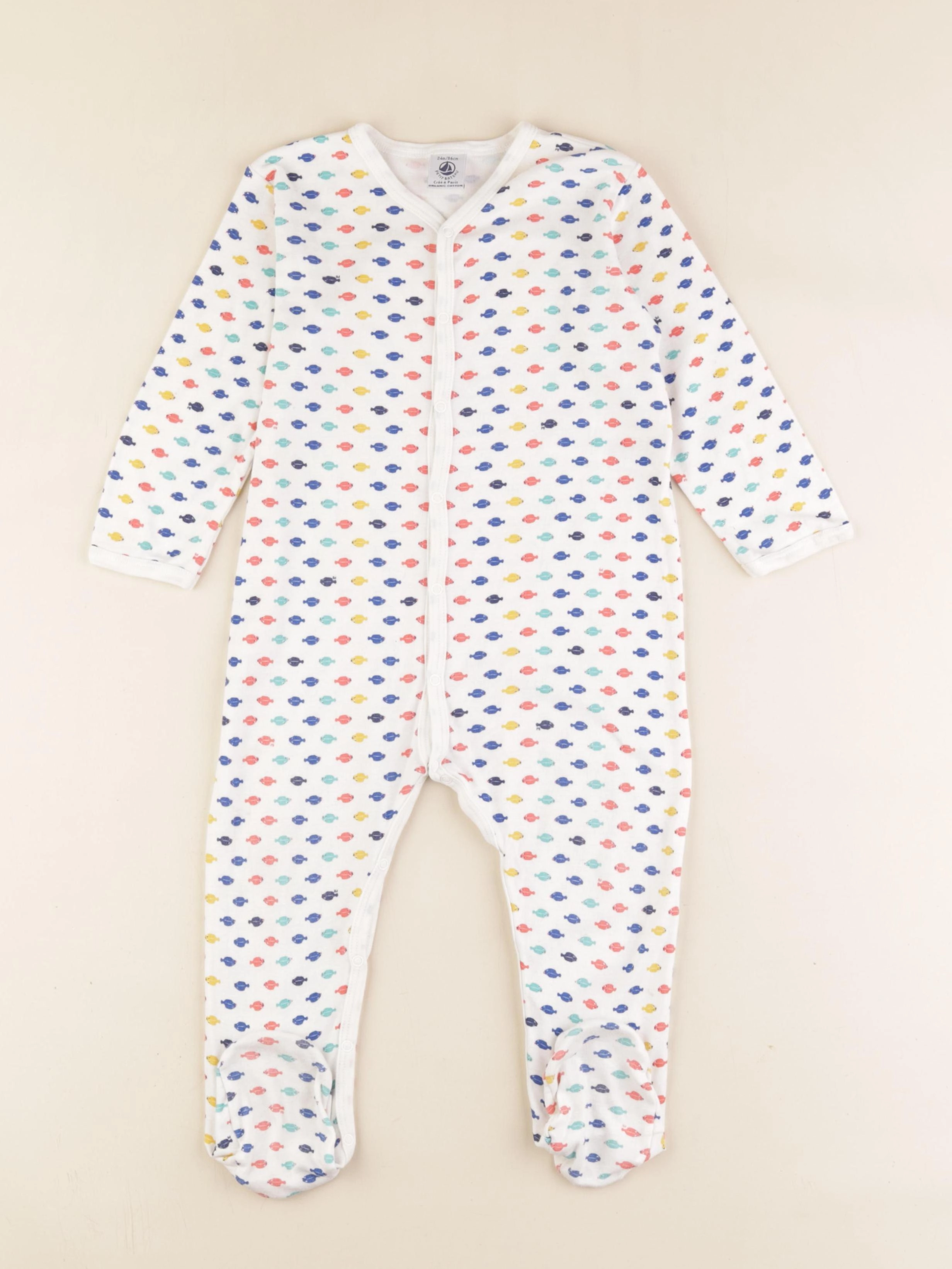 Petit Bateau - pyjama coton blanc - 24 mois