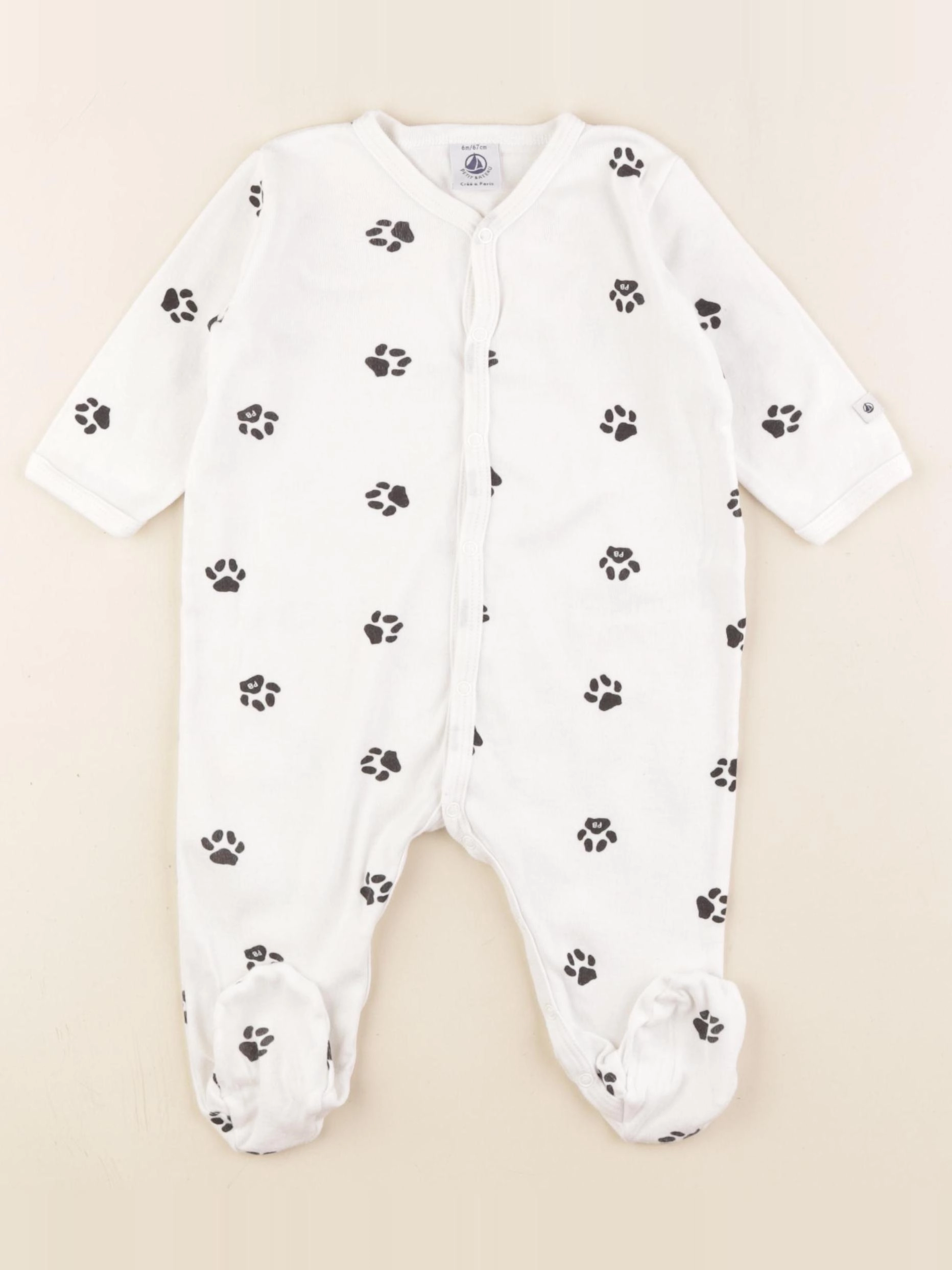 Petit Bateau - pyjama coton blanc - 6 mois