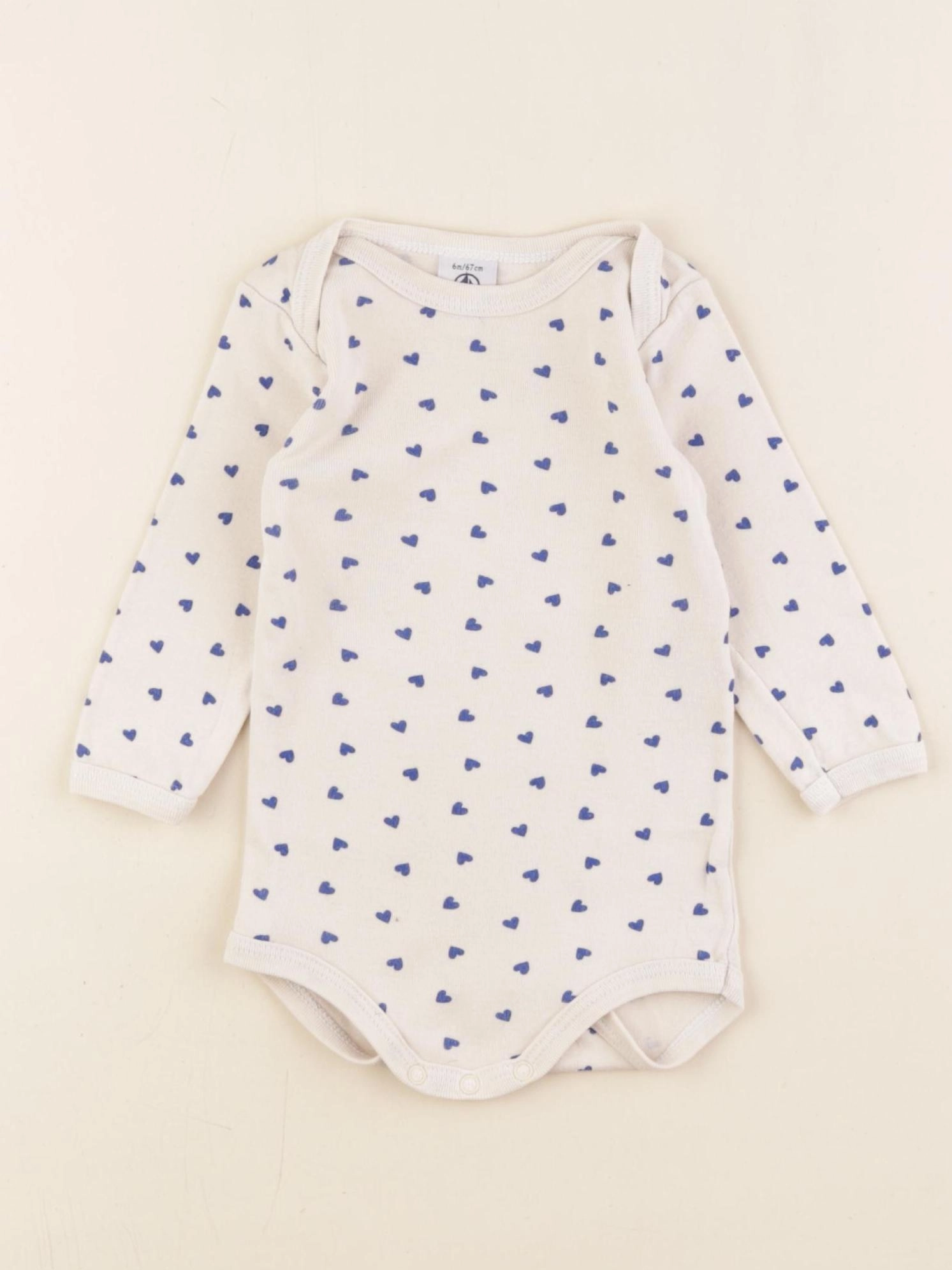 Petit Bateau - body beige, bleu - 6 mois