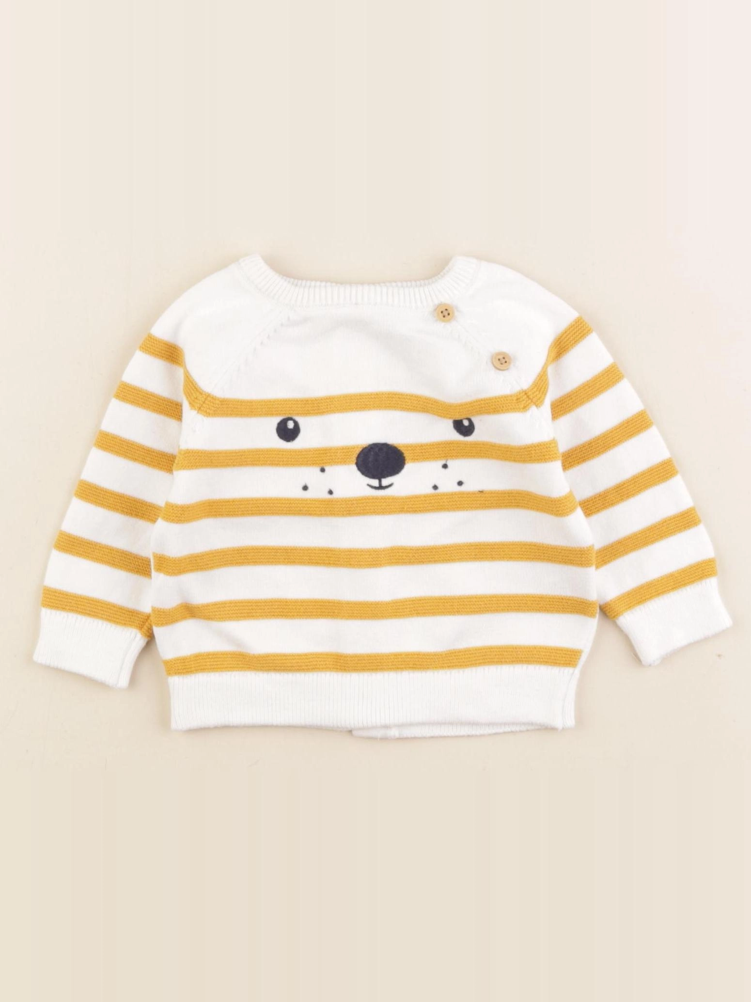 Vertbaudet - pull blanc, jaune - 3 mois